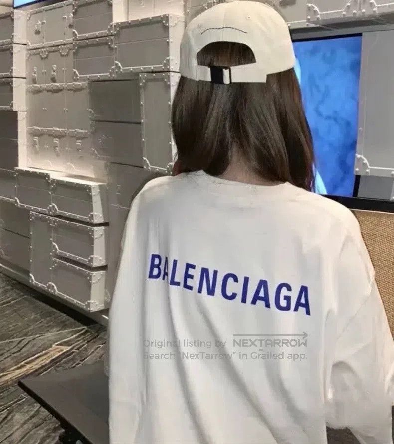 Other Balenciaga White New Logo Back Alphabet Short Sleeve Size US L / EU 52-54 / 3 - 8 Thumbnail