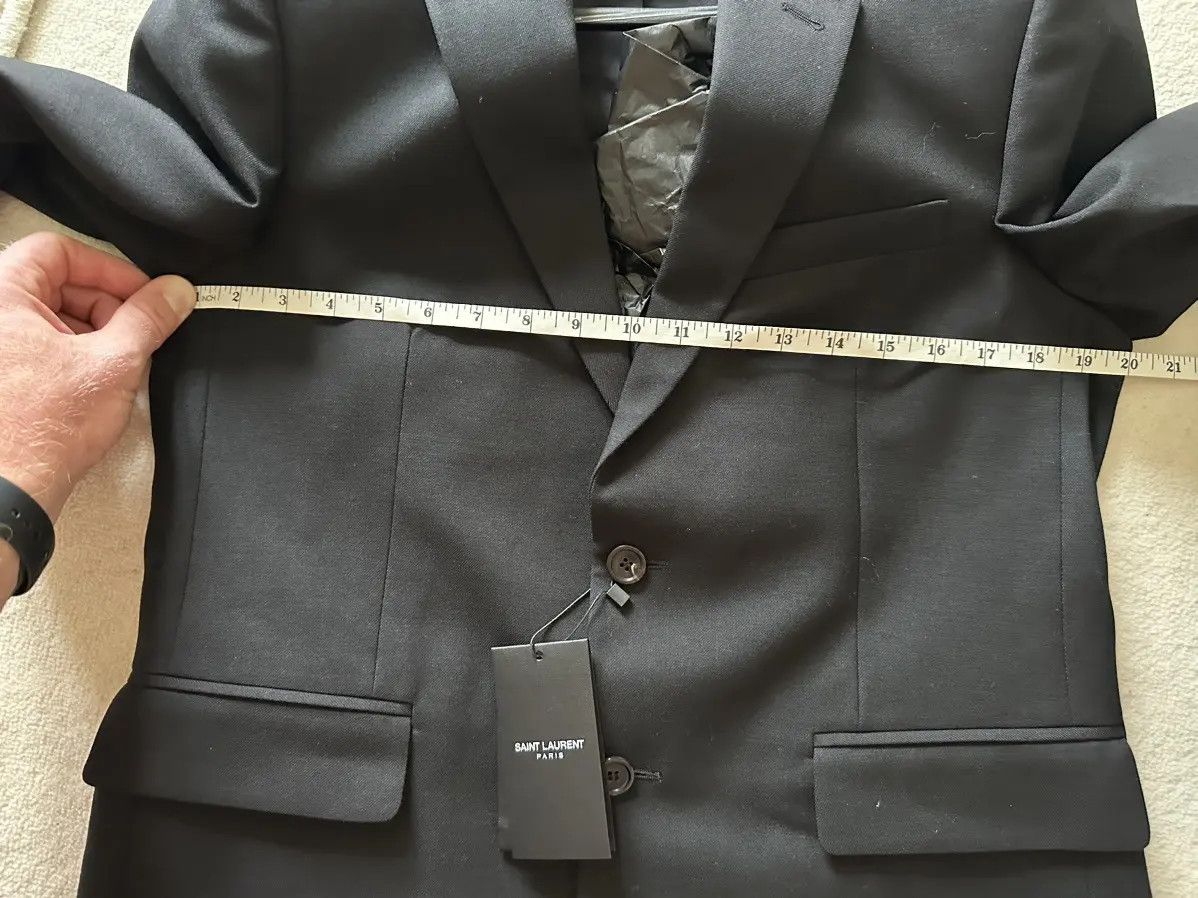 Saint Laurent Paris Saint Laurent Gabardine Black Slim Suit 48 NWT Size 48R - 16 Thumbnail