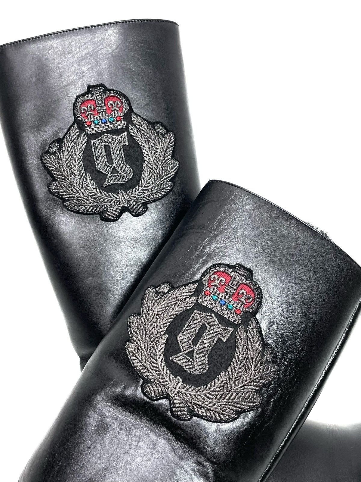 John Galliano John Galliano Embroidered Crest Leather Engineer Boots Size US 6 / IT 36 - 8 Thumbnail