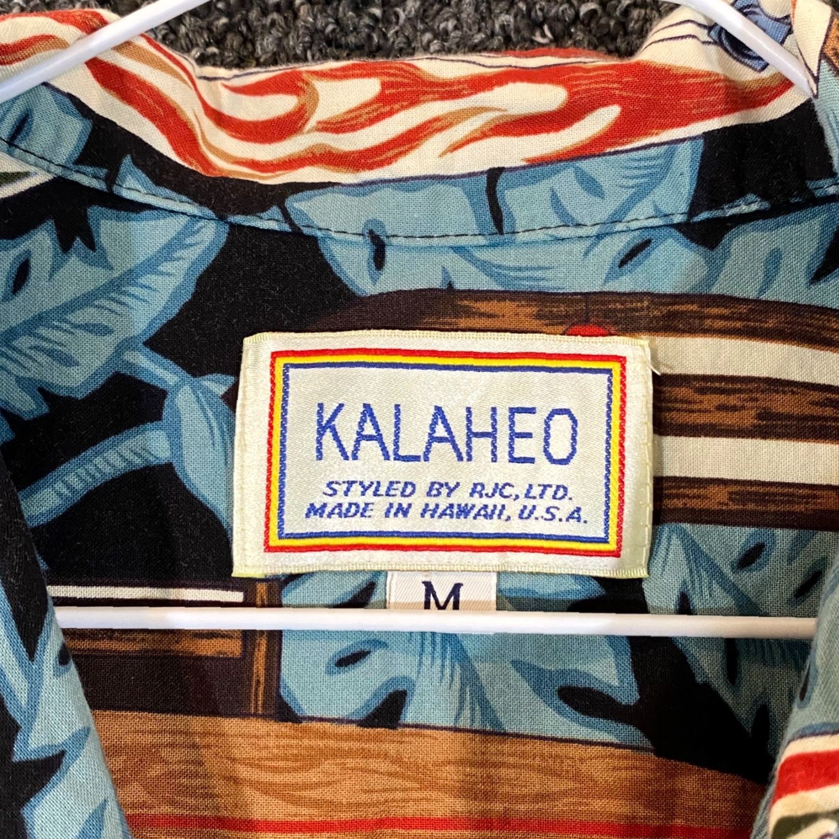Vintage Kalaheo Hawaiian Shirt Men Medium Blue Floral Surfboards Short Sleeve Button-Up Casual Summer Spring Fall Winter Size US M / EU 48-50 / 2 - 2 Thumbnail