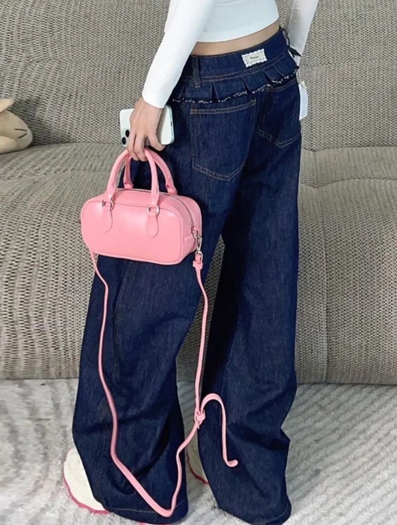 Japanese Brand × Vintage High Waisted Double Laces Waist Baggy Jeans Y2K Size 33" - 5 Thumbnail