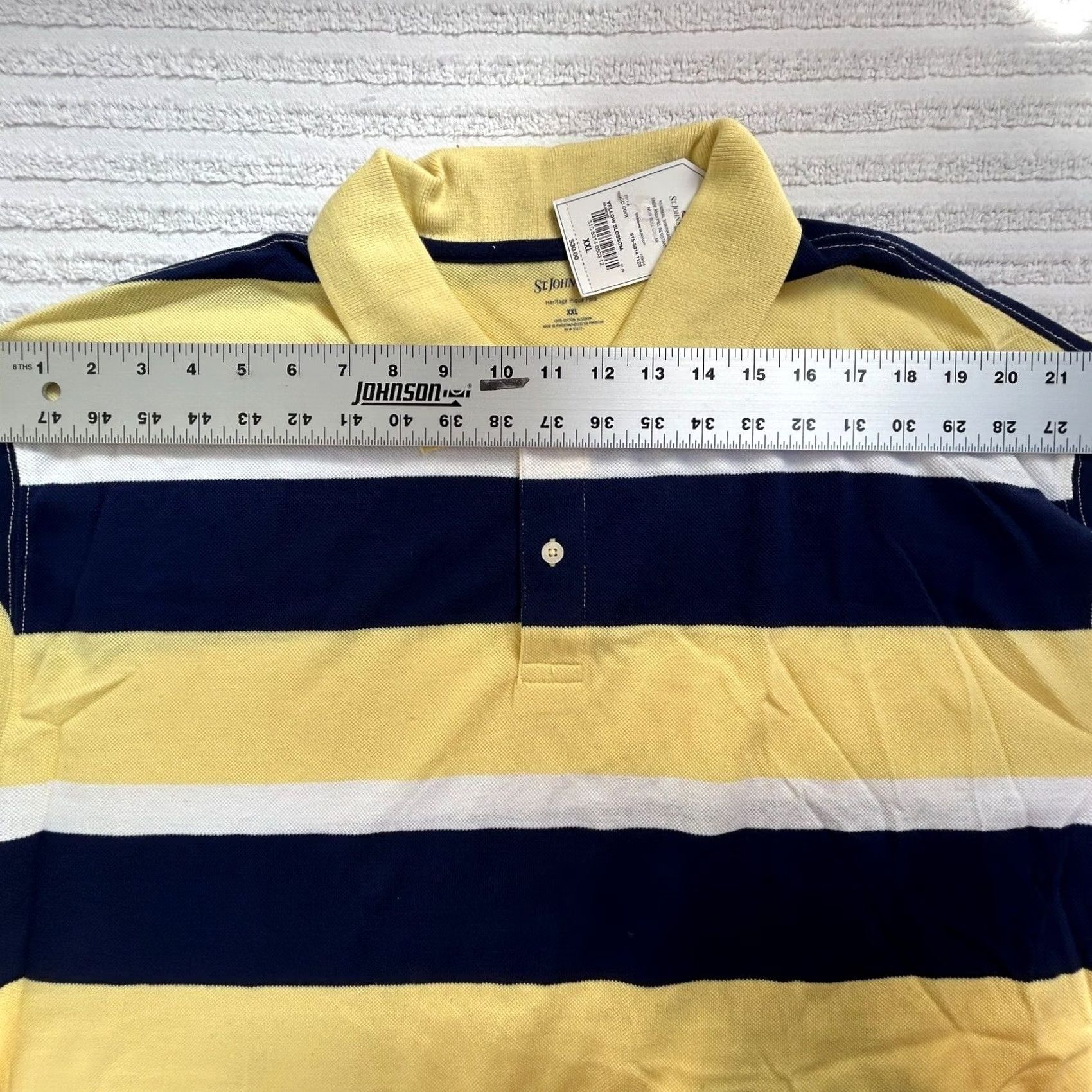 Vintage St. John's Bay Heritage Polo Mens XXL Yellow Striped Golf Shirt Cotton New Size US XXL / EU 58 / 5 - 5 Thumbnail