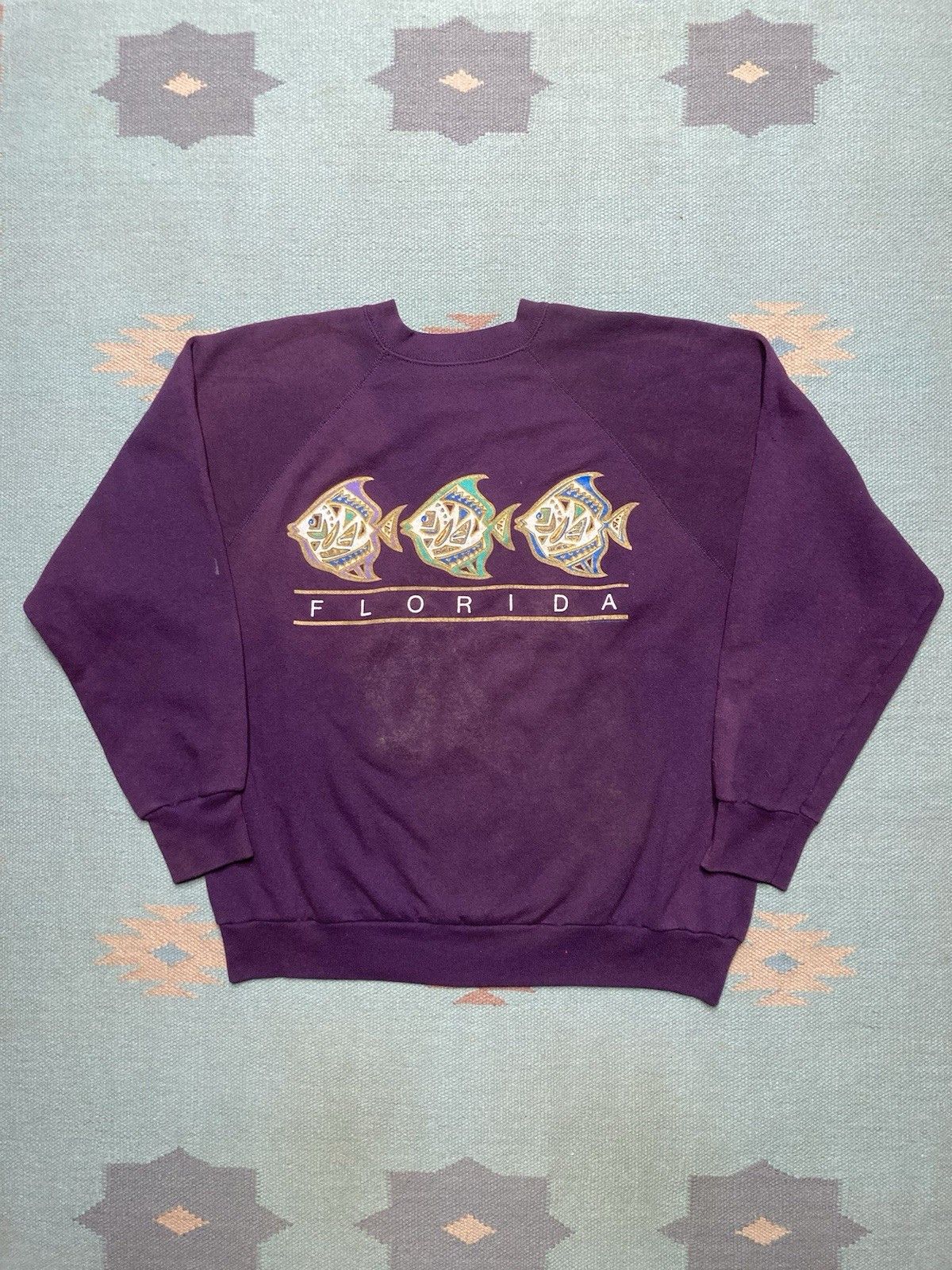 Vintage 80s crewneck sweatshirt florida fish beach aztec USA Large Size US L / EU 52-54 / 3 - 1 Thumbnail