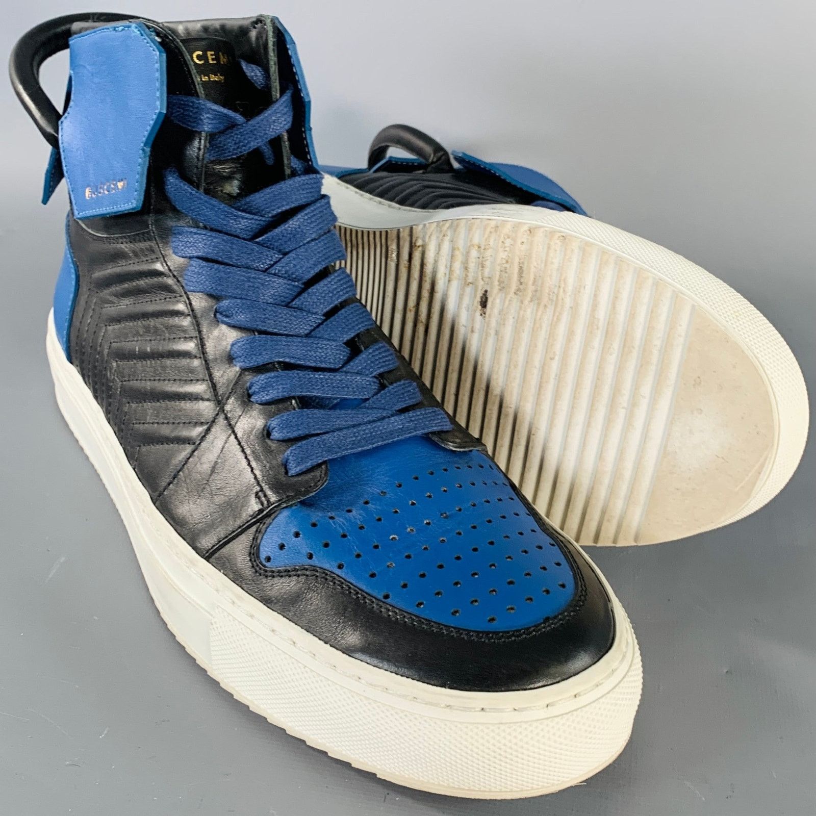 Buscemi BUSCEMI Black Blue Color Block Leather High Top Sneakers Size US 11 / EU 44 - 5 Thumbnail