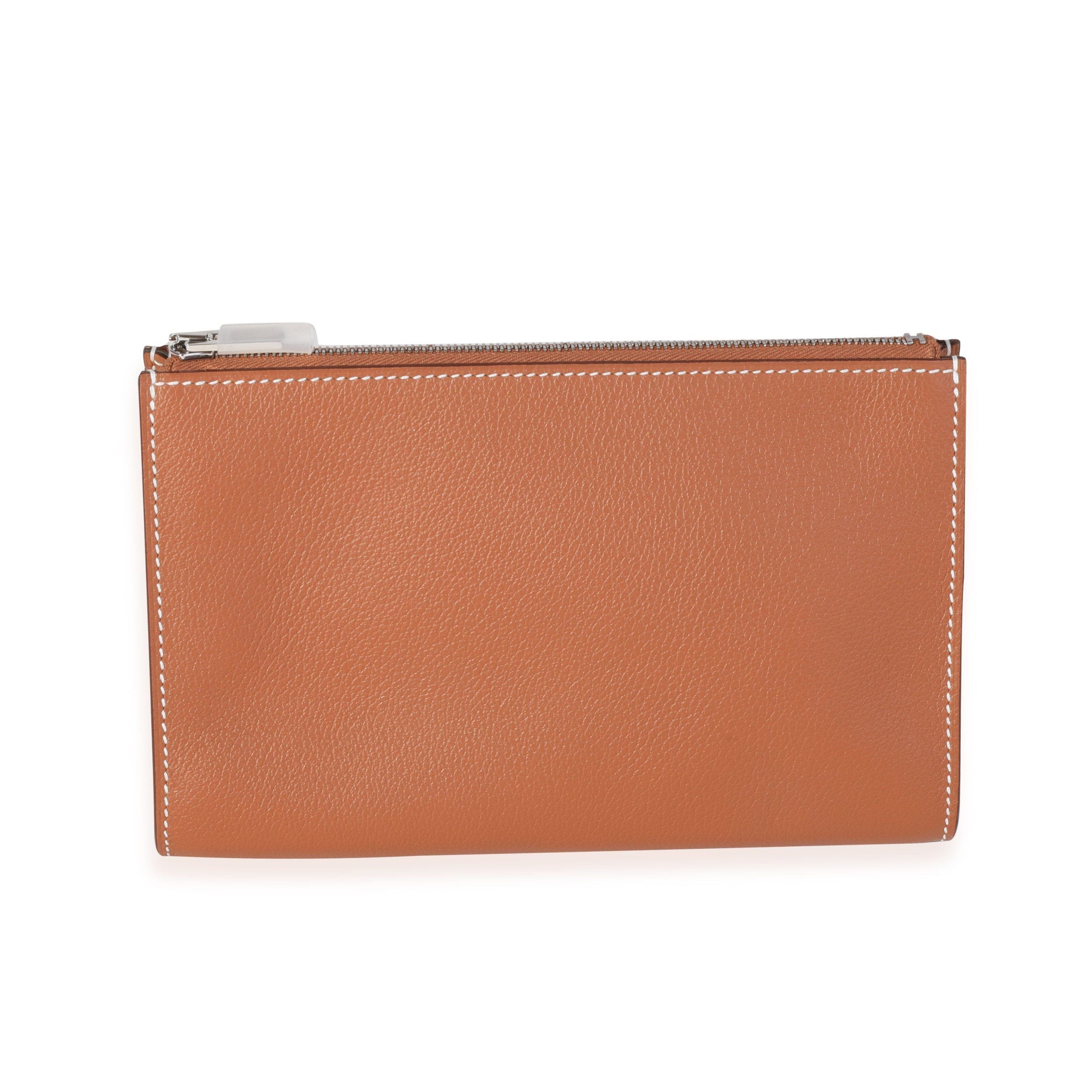 image of Hermes Verso Gold & Malachite Evercolor Zipengo Toiletry Pouch Pm Phw in Brown, Women's