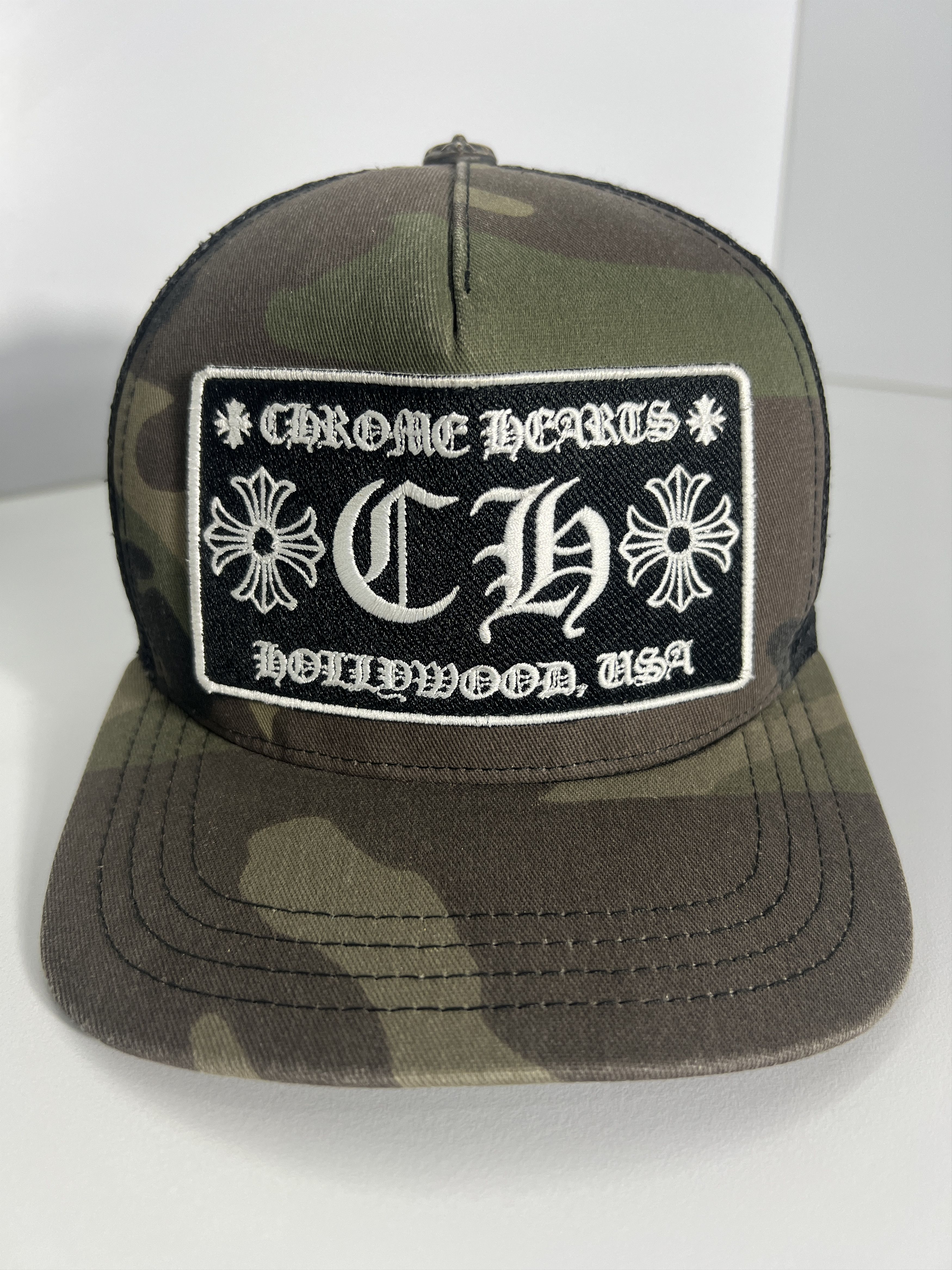 Chrome Hearts Camo Trucker Hat CH Patch Hollywood USA