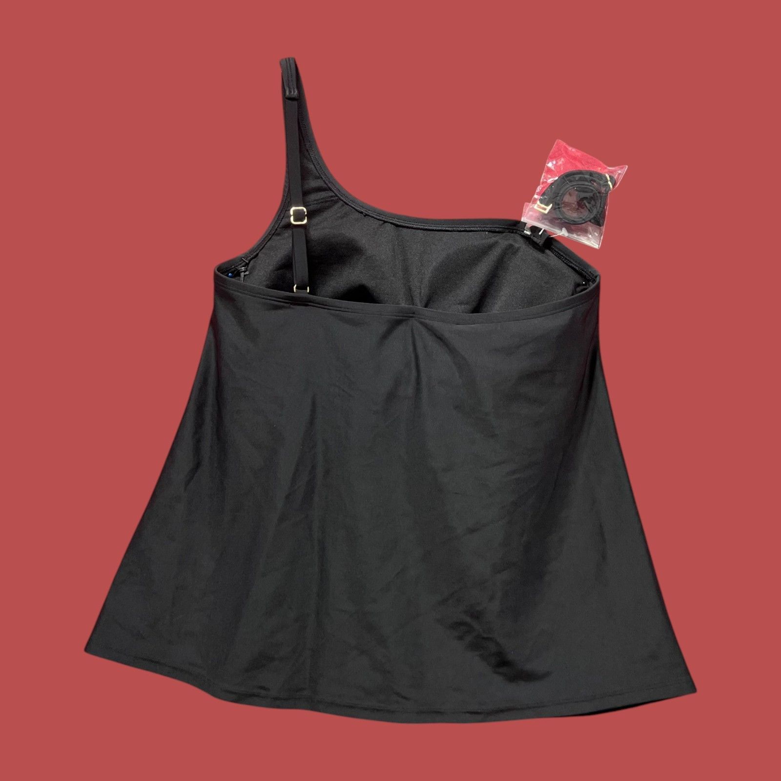 Other Shade & Shore - Women's One Shoulder Tankini Top - Black - M Size ONE SIZE - 2 Thumbnail