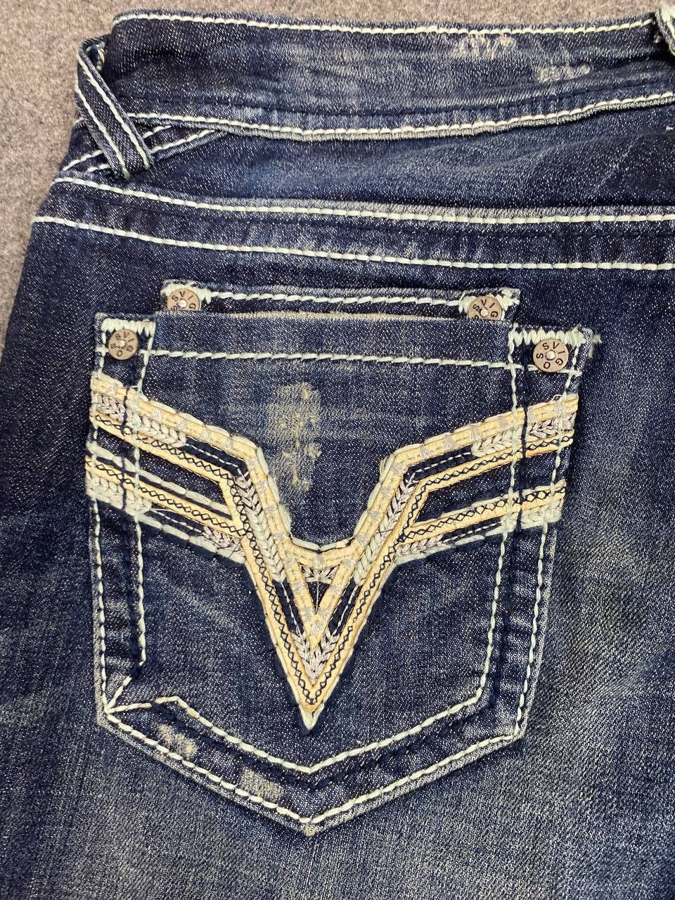 Japanese Brand vigoss bootcut flare distressed denim nice design Size 35" - 4 Thumbnail