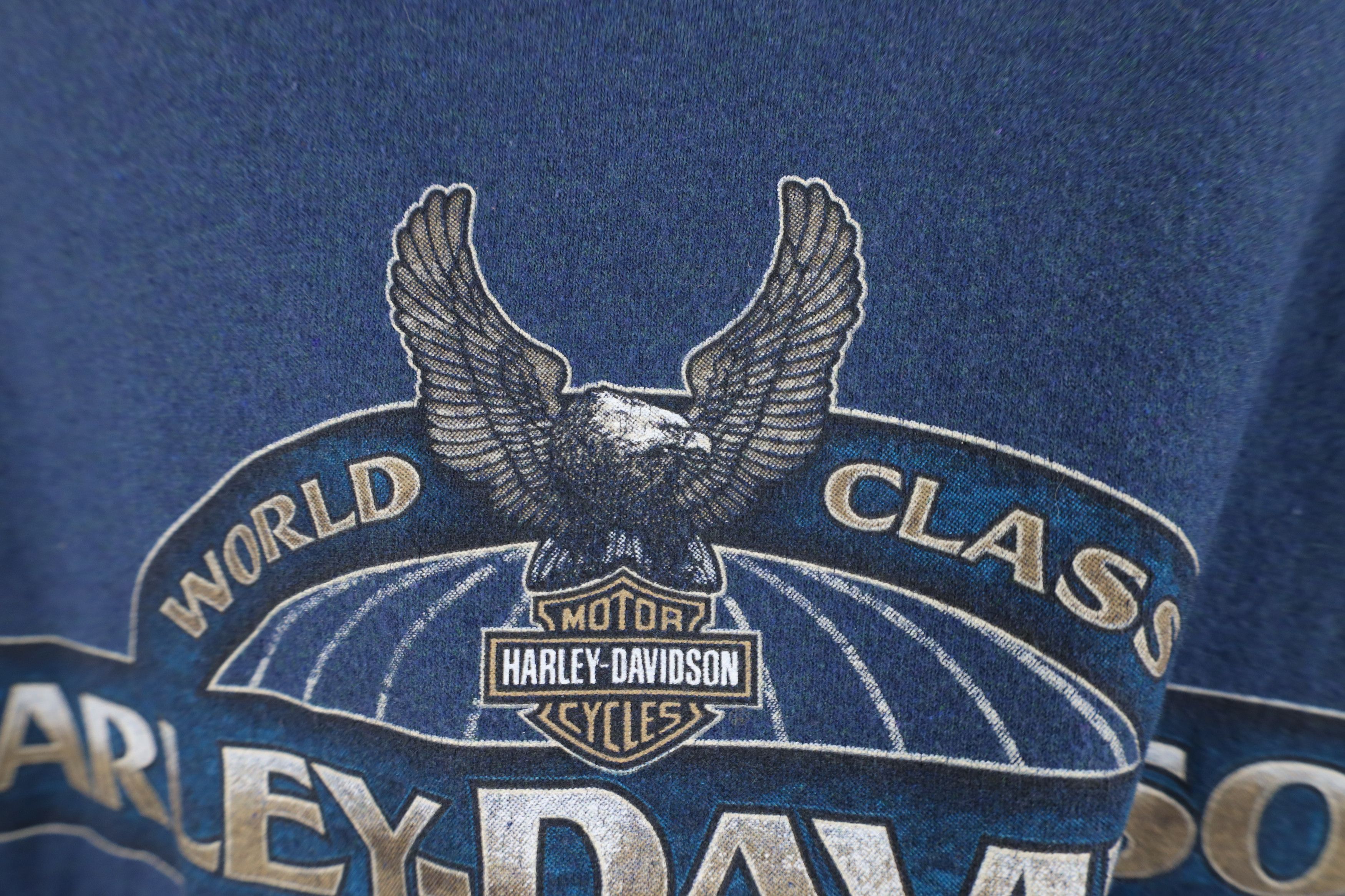 Harley Davidson Vintage Y2K Harley Davidson Spell Eagle World T-Shirt Blue Size US XL / EU 56 / 4 - 6 Thumbnail