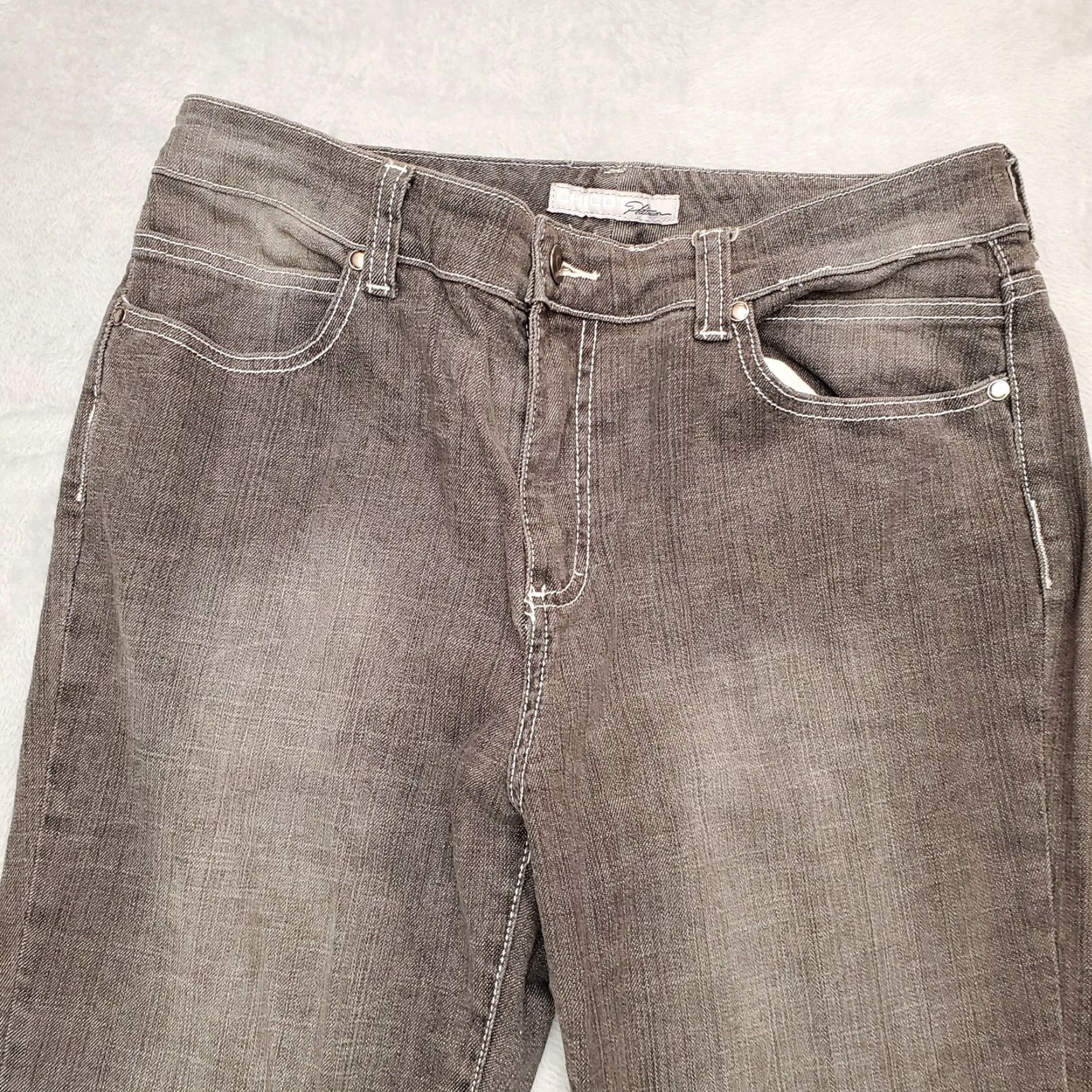 Vintage Chicos Jeans Womens size 1 Gray Platinum Embroidered Pockets Casual Denim Pants Shirt Size 30" / US 8 / IT 44 - 3 Thumbnail