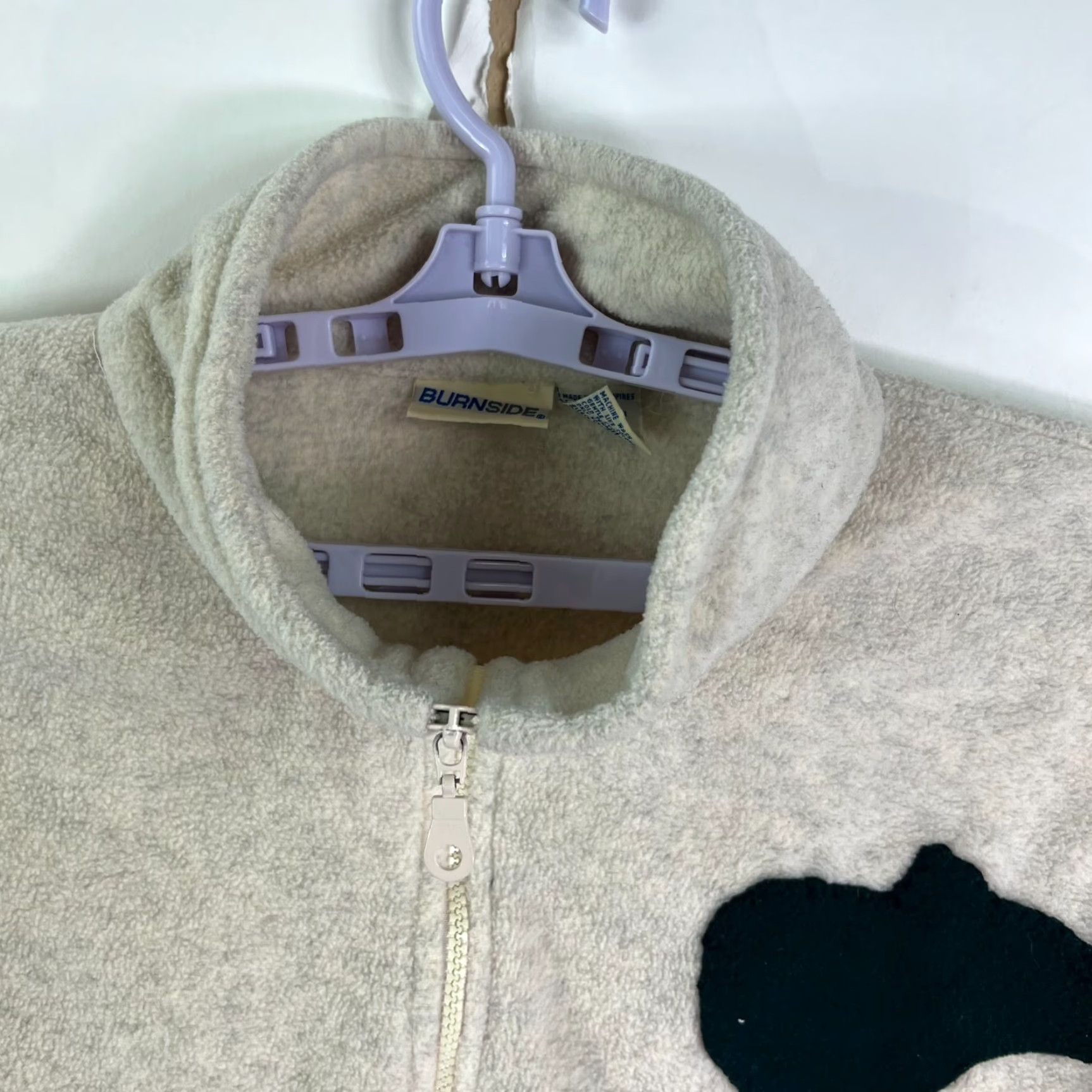 Burnside VINTAGE Burnside Sweatshirt Bear Graphic 1/4 Zip Fleece Mens XL Cream Ivory Long Sleeve - Zip Pullover Size US XL / EU 56 / 4 - 4 Thumbnail