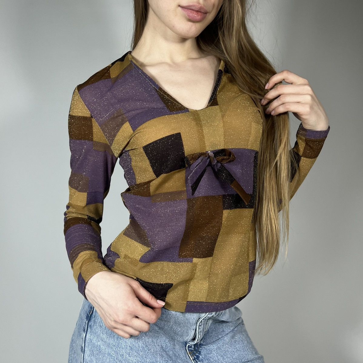 Japanese Brand Vintage Y2K Marc Aurel Checked Mesh Japanese Longsleeve Size S / US 4 / IT 40 - 1 Thumbnail