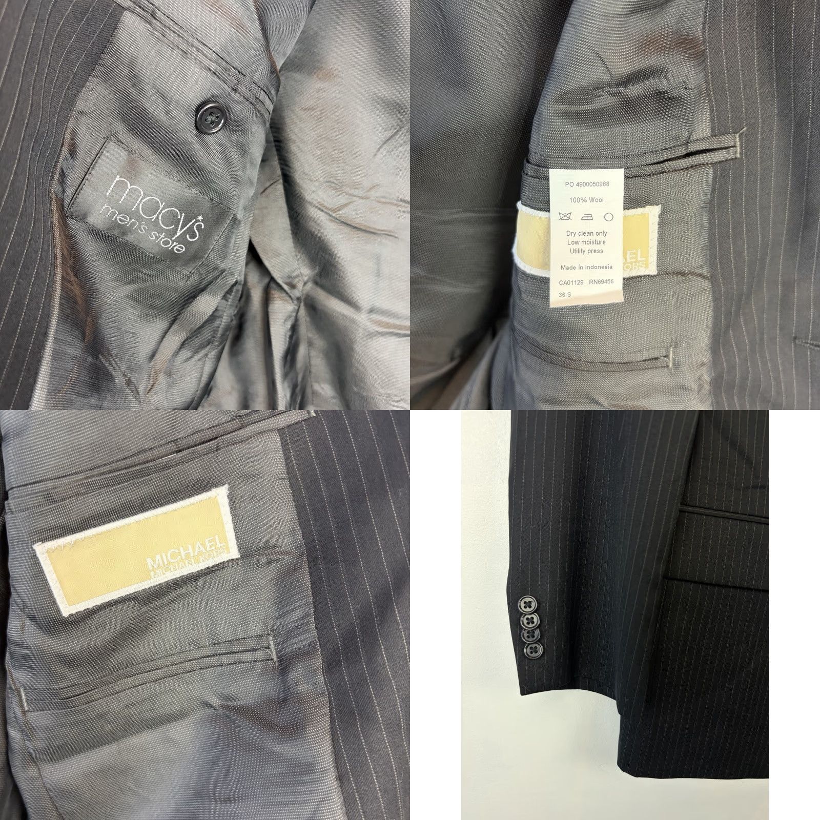 Michael Kors Michael Kors Men Blazer Shirt? 36S Black Pinstripe Two Button Sport Coat Jacket Dress Coat Blazer Size 36R - 8 Thumbnail