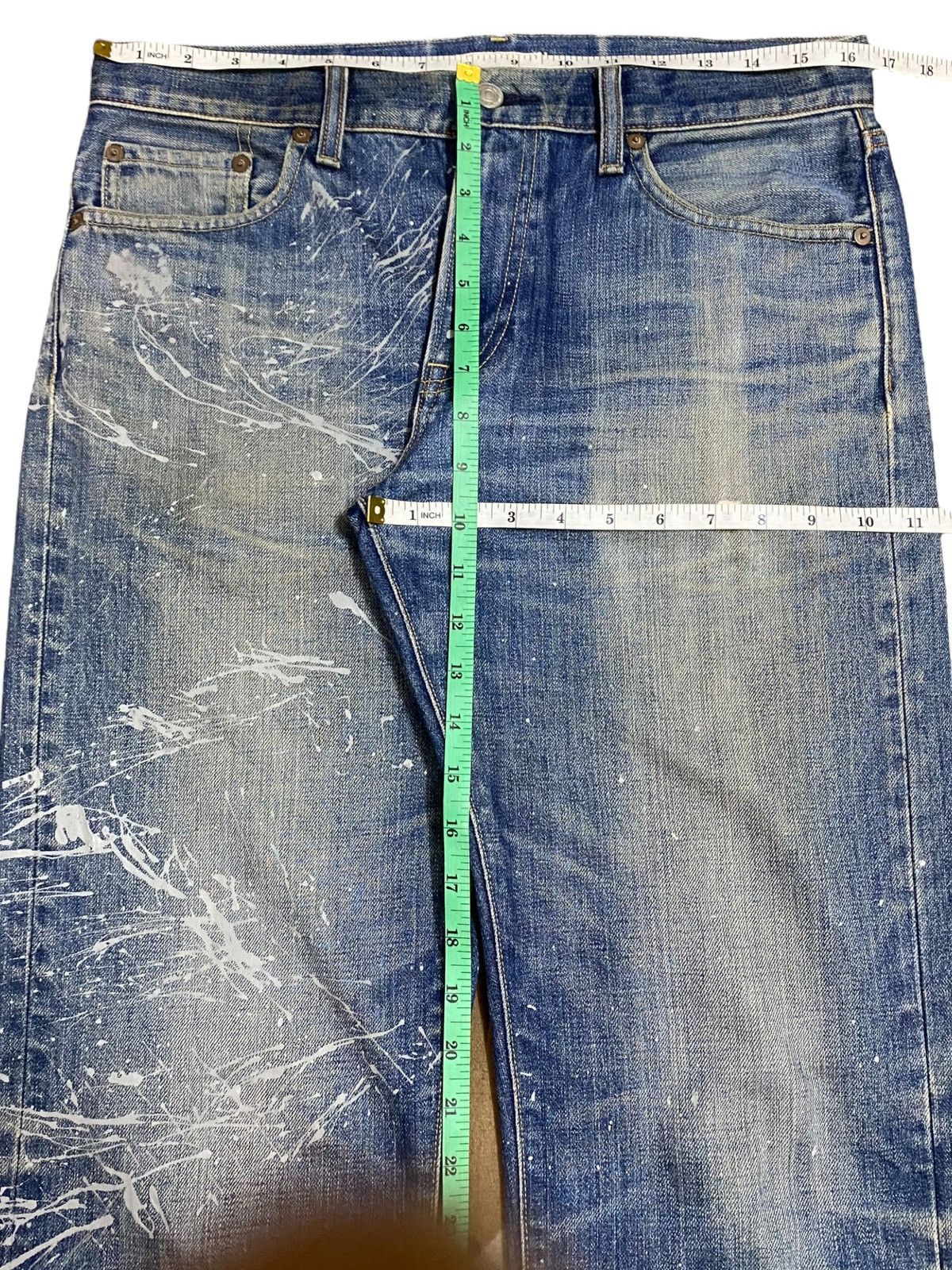 Jun Takahashi Vintage JapaneseBrands Blue Wash Custom Splatter Loose Jeans Size US 33 - 14 Thumbnail