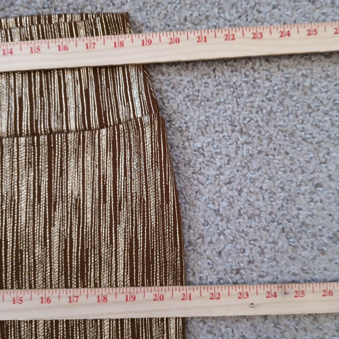 Vintage LuLaRoe Skirt 3XL Knee Length Unlined Pull On Brown Striped Metalic Polyester Spandex Women Casual Pencil Style Size 40" / US 18 - 3 Thumbnail