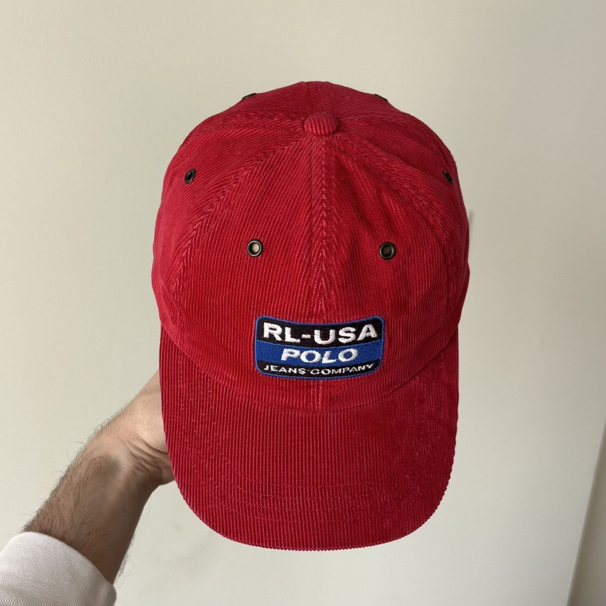 Polo Ralph Lauren Polo Jeans Corduroy Hat Spellout Patch Logo Leather Strap Size ONE SIZE - 4 Thumbnail