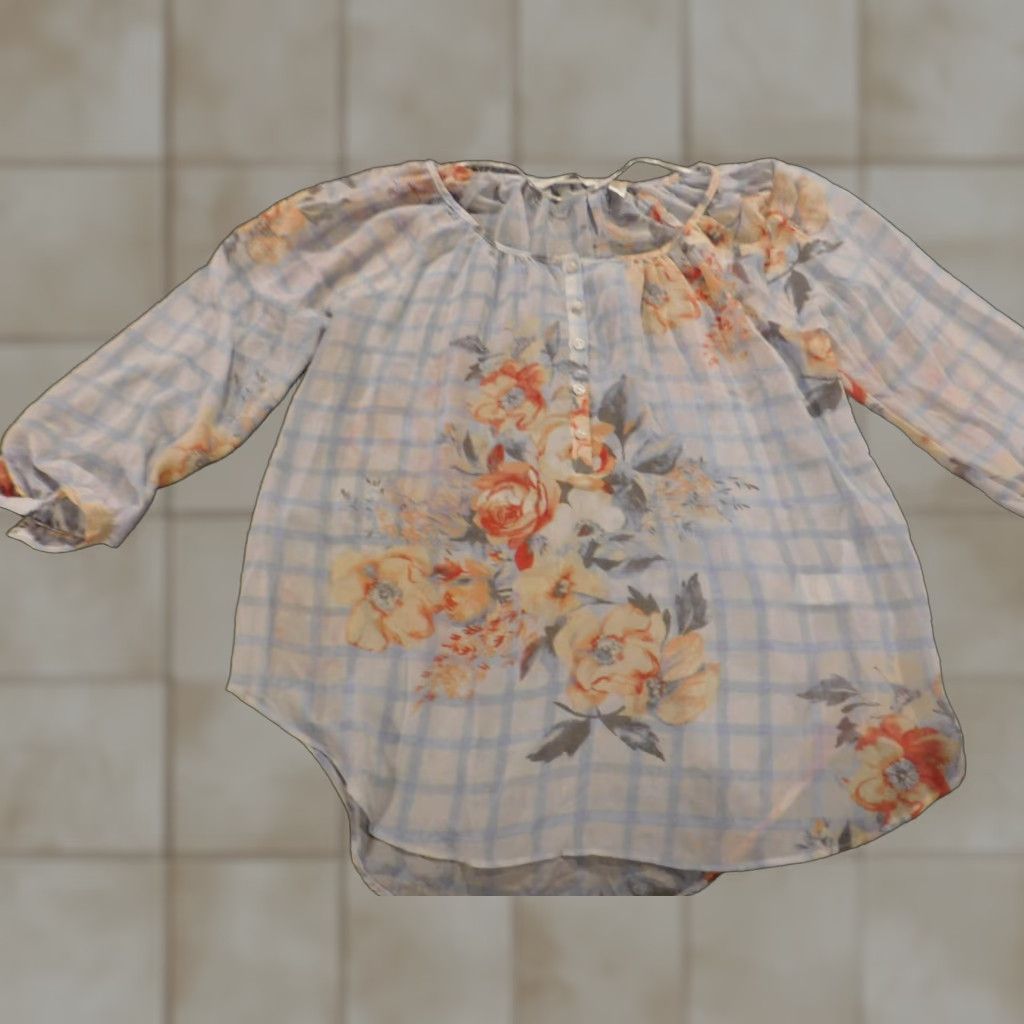 Vintage LC Lauren Conrad Blouse Womens XS Blue Floral Sheer Crew Neck Pullover Casual Size XS / US 0-2 / IT 36-38 - 1 Thumbnail
