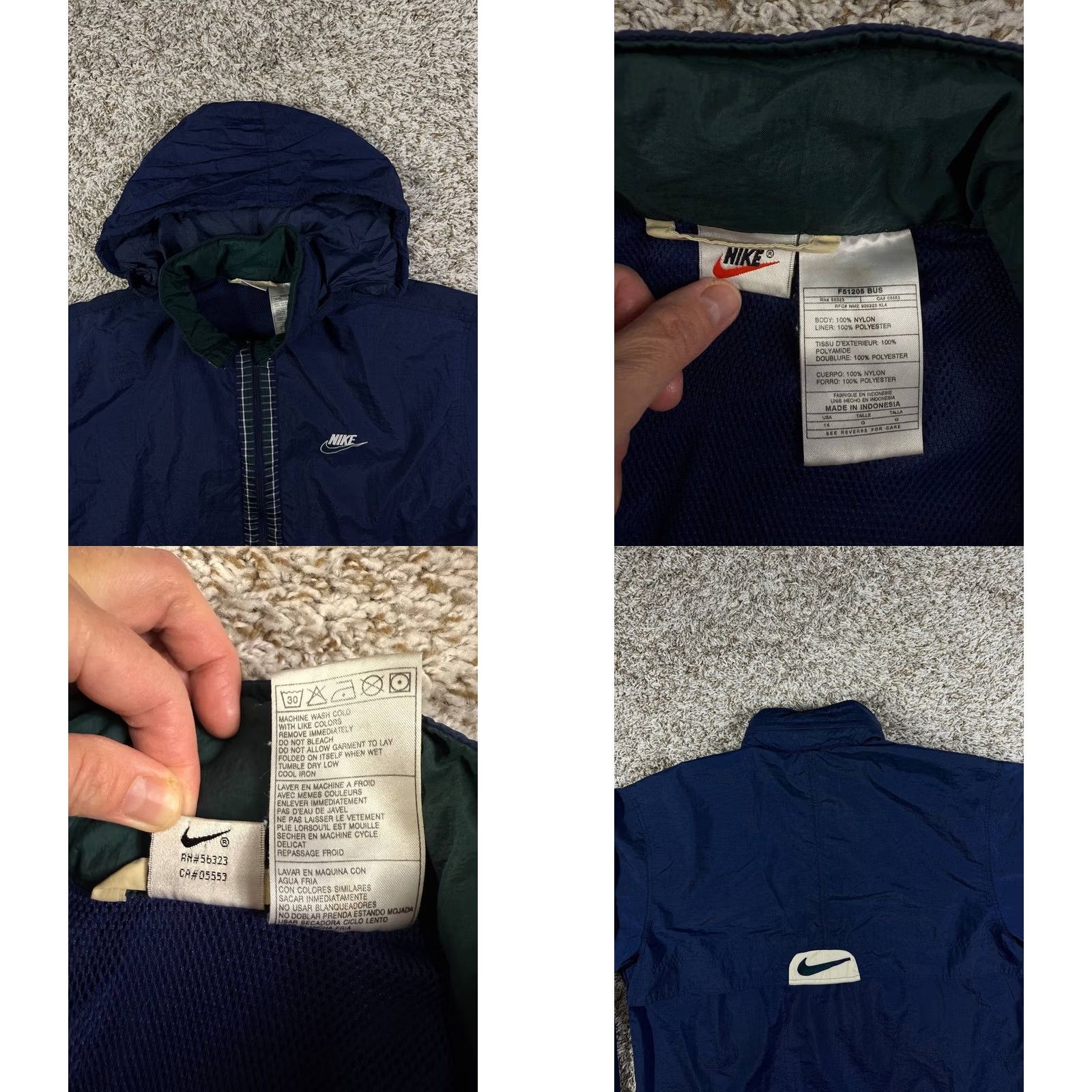 Nike VINTAGE Nike Windbreaker Jacket Navy 90s Nylon Large Men's Size US L / EU 52-54 / 3 - 8 Thumbnail