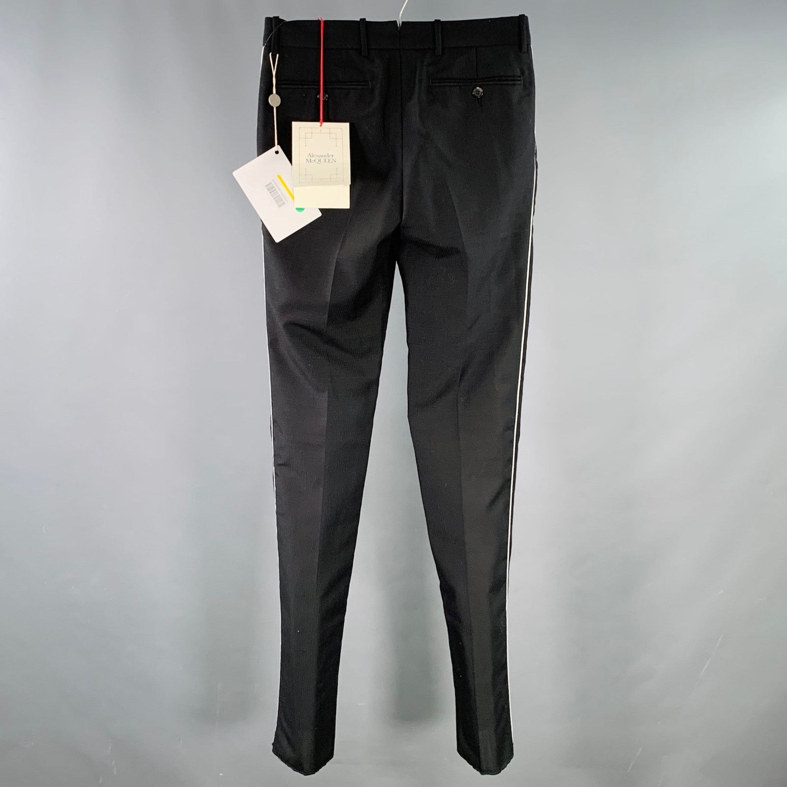 Alexander McQueen ALEXANDER MCQUEEN Black Silver Contrast Trim Wool Mohair Size US 28 / EU 44 - 3 Thumbnail