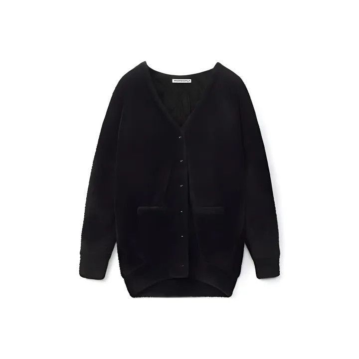 Alexander Wang Alexander Wang Black Faux Fur Cardigan - Size S / US 4 / IT 40 - 1 Thumbnail