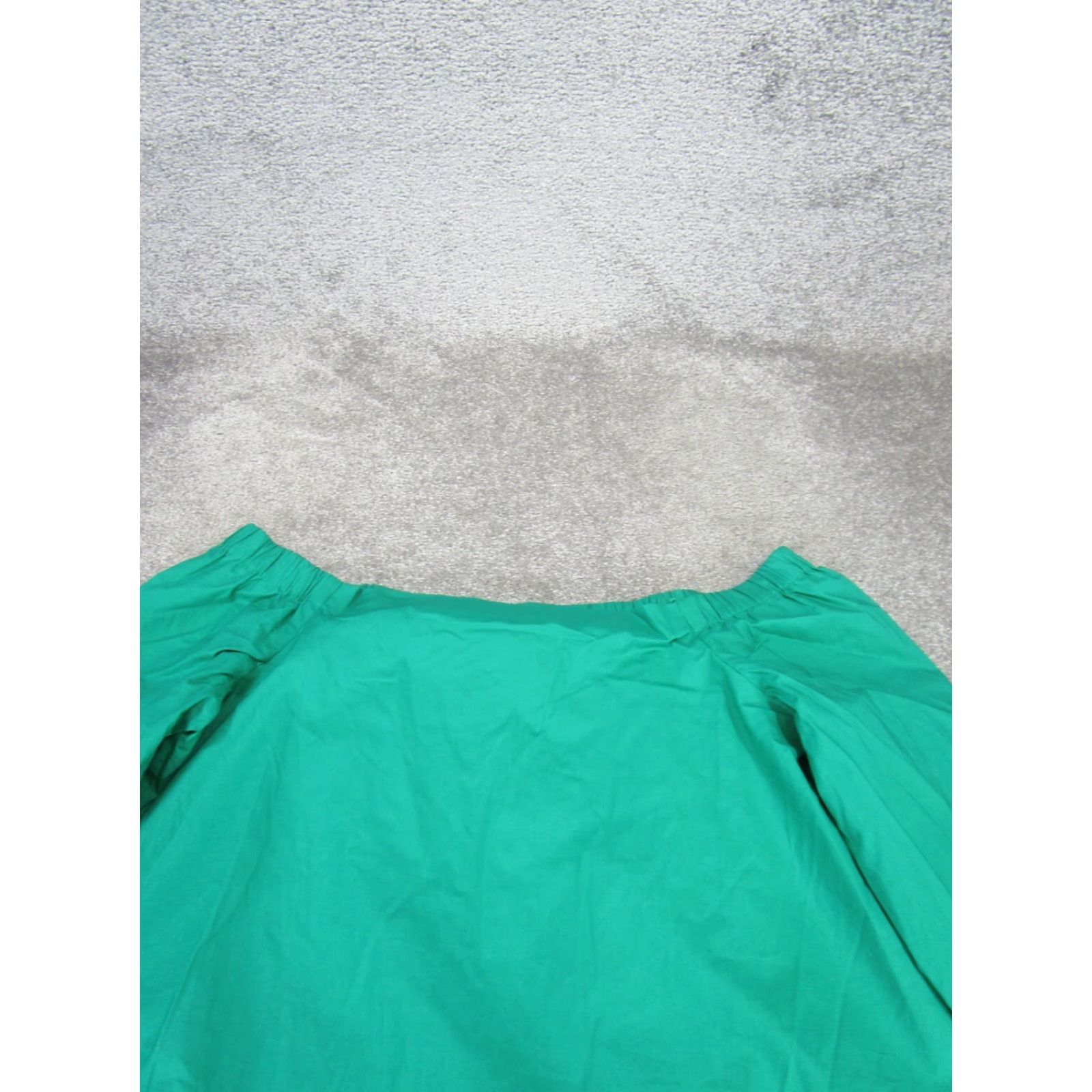 Ann Taylor VINTAGE Ann Taylor Blouse Shirt Womens Large Petites Off The Shoulder Green Cotton Casual 2010s Womens Size L / US 10 / IT 46 - 2 Thumbnail