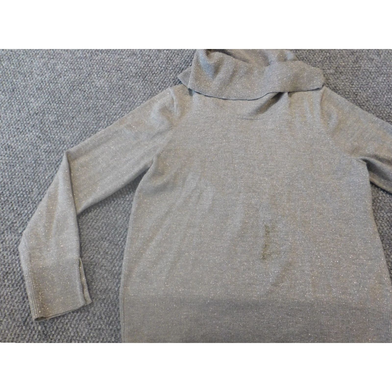 Talbots Talbots Womens Sweater L Gray Pullover Turtleneck Wool Polyester Stretch Regular Knit Modern Button Crewneck long sleeve Size L / US 10 / IT 46 - 3 Thumbnail