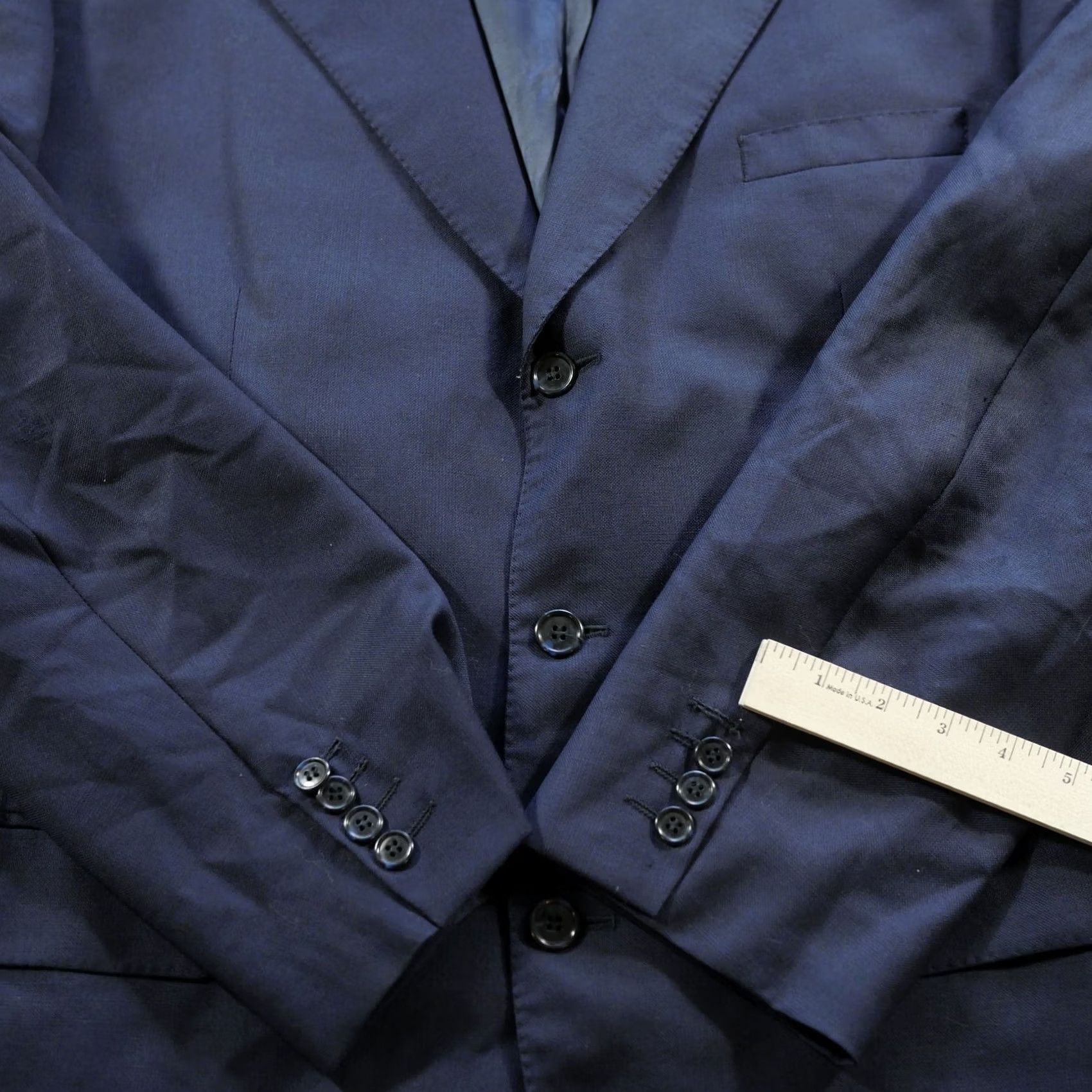 Vintage Caracciolo Blazer Mens 44 Blue Loro Piana Super 100 Fit Wool Blue Buttons Size 44R - 5 Thumbnail