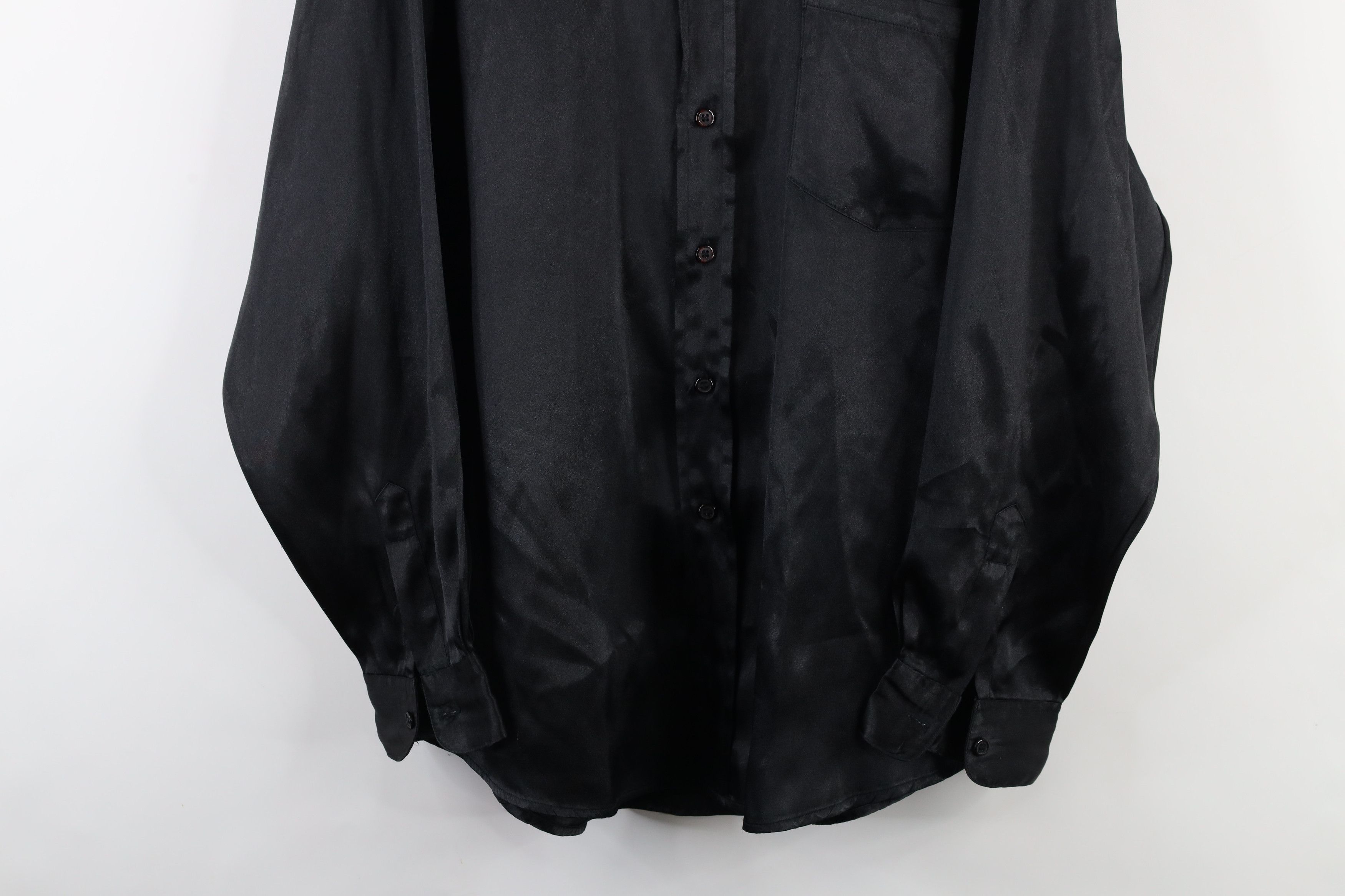Vintage Vintage 90s Streetwear Polyester Collared Button Shirt Black Size US M / EU 48-50 / 2 - 3 Thumbnail