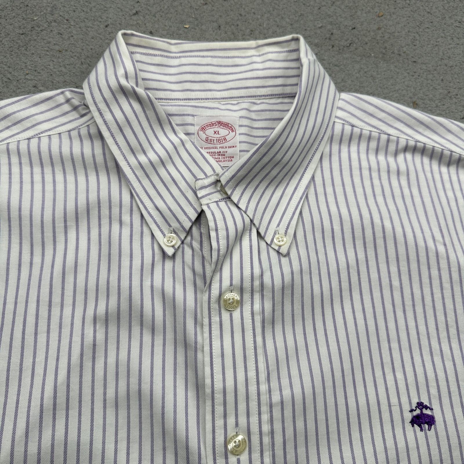 Brooks Brothers Brooks Brothers Original Polo Shirt Mens XL Purple Striped Size US XL / EU 56 / 4 - 8 Thumbnail