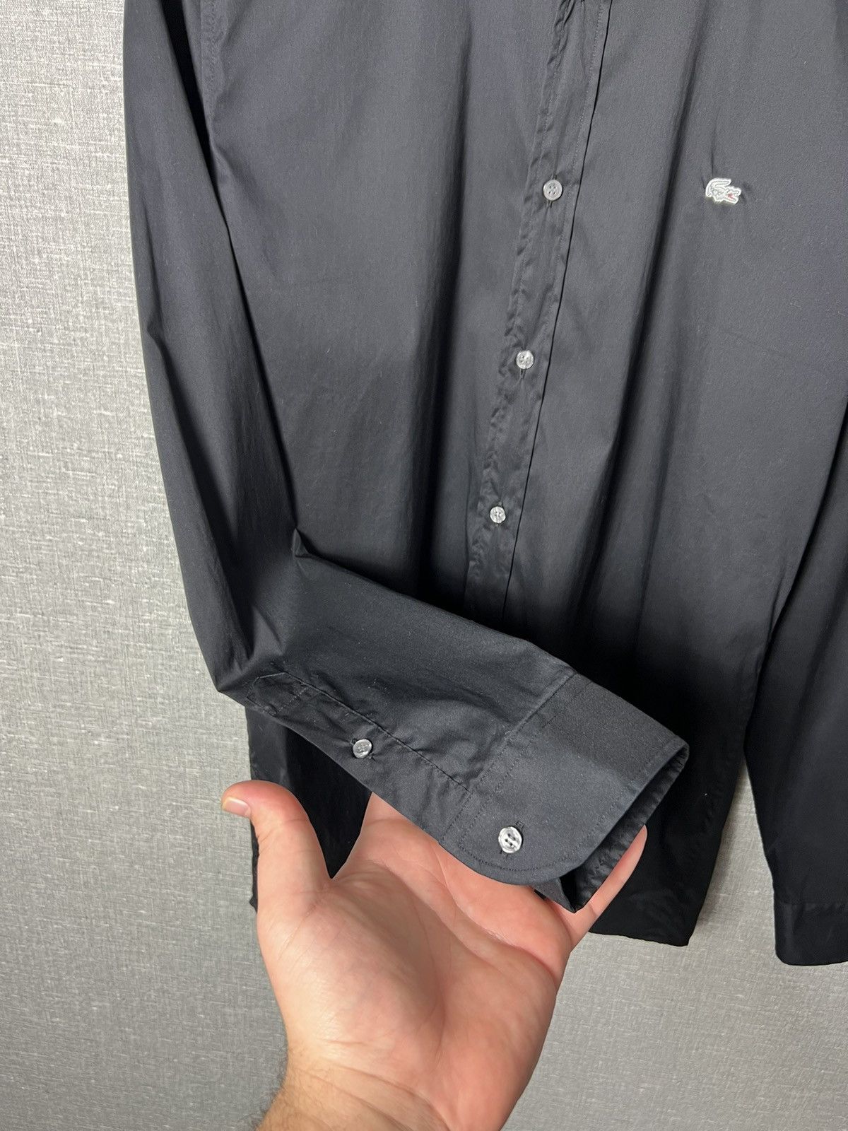 Lacoste Lacoste Black Button Up Long Sleeve Shirt With White Logo Size US S / EU 44-46 / 1 - 8 Thumbnail