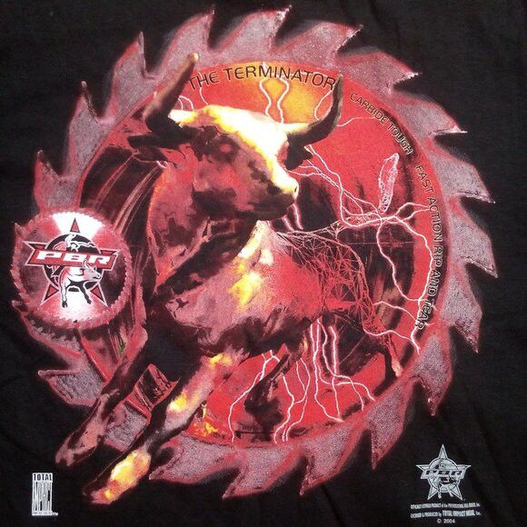 Vintage Vintage Professional Bull Riders Terminator Rodeo T-Shirt Size US M / EU 48-50 / 2 - 1 Thumbnail