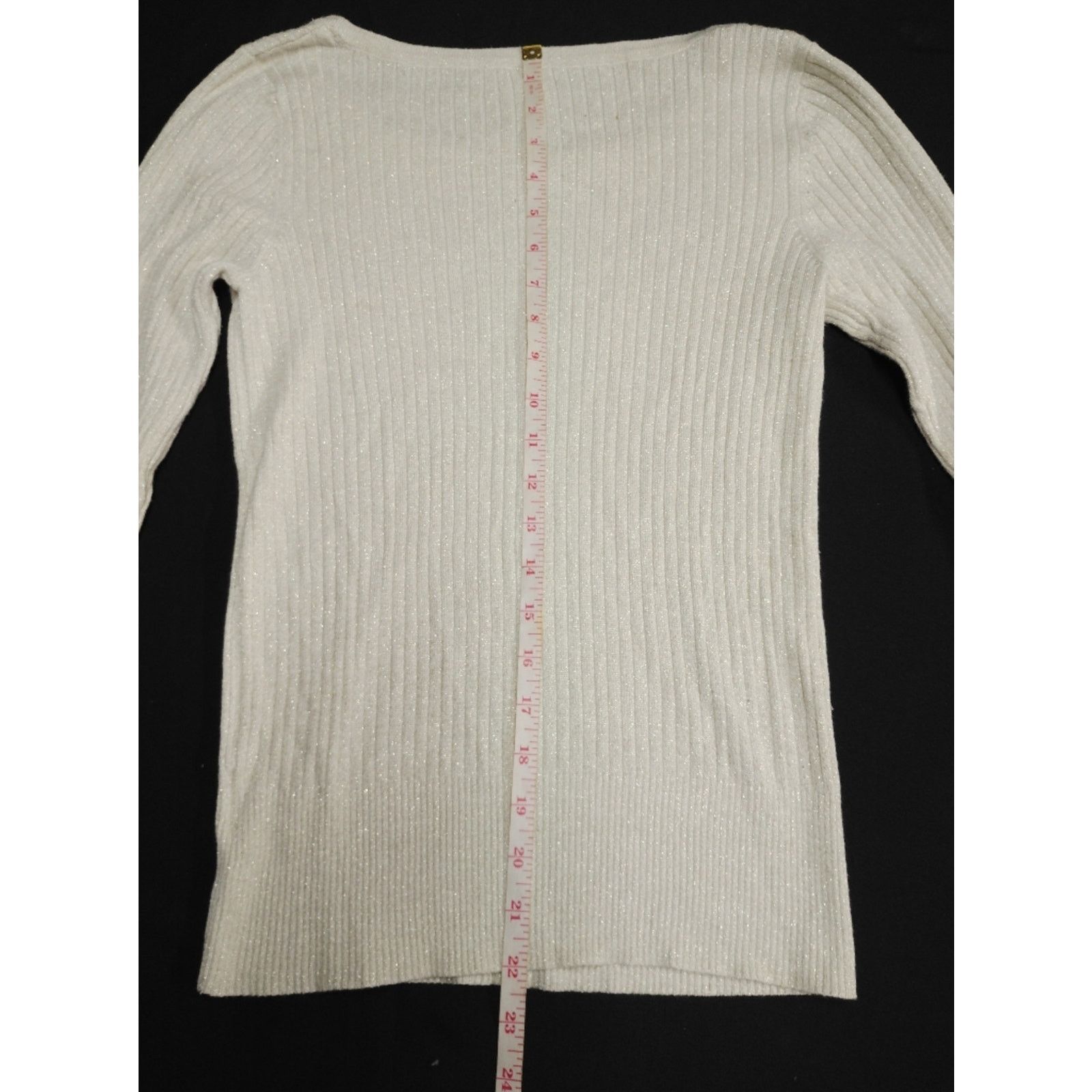 Faded Glory Faded Glory White Sparkly Metallic Ribbed Top Size S / US 4 / IT 40 - 6 Thumbnail