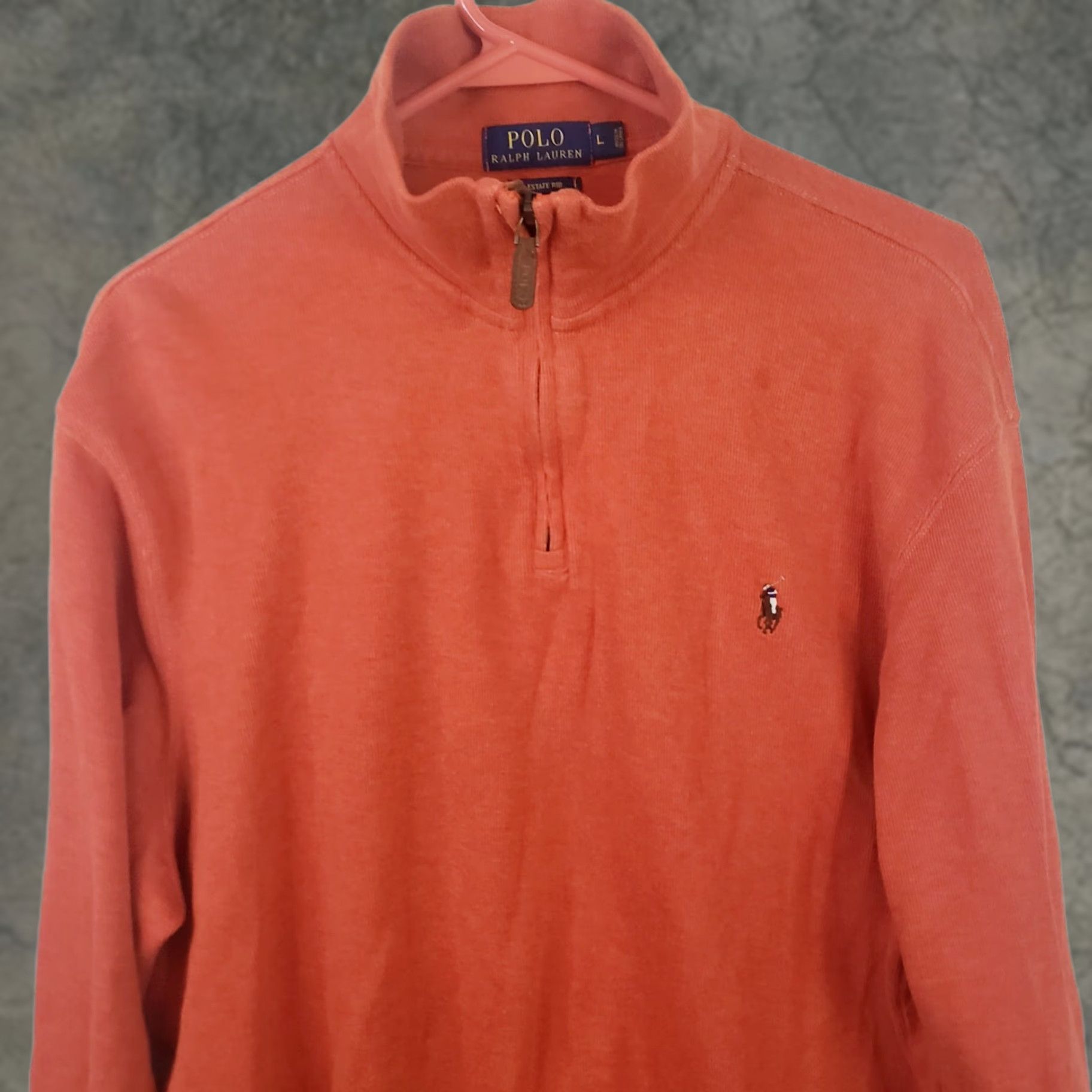 Polo Ralph Lauren Polo Ralph Lauren Pullover Shirt Mens L Orange Cotton 1/4 Zip Mock Neck Rib Knit Cuffs Logo Sweatshirt Jacket Size US L / EU 52-54 / 3 - 1 Thumbnail