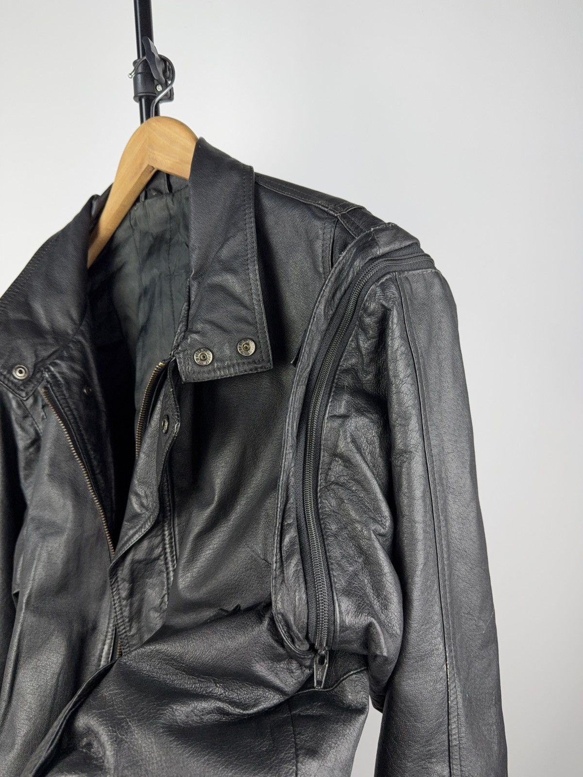 Leather × Vintage Vintage 90s Genuine Leather MOTO Bomber Jacket Rock Punk Size US M / EU 48-50 / 2 - 14 Thumbnail