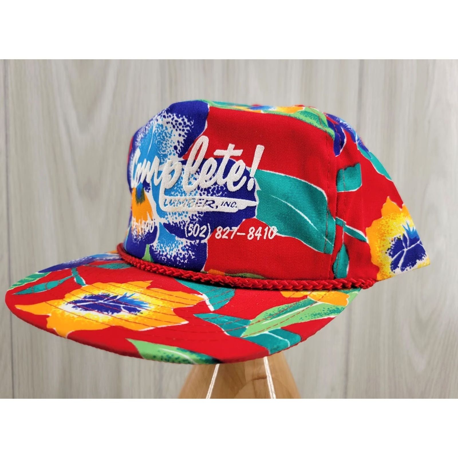 Roper VINTAGE 1980’s Rope Snapback Hat Trucker Cap Floral Complete Lumber INC Size ONE SIZE - 3 Thumbnail