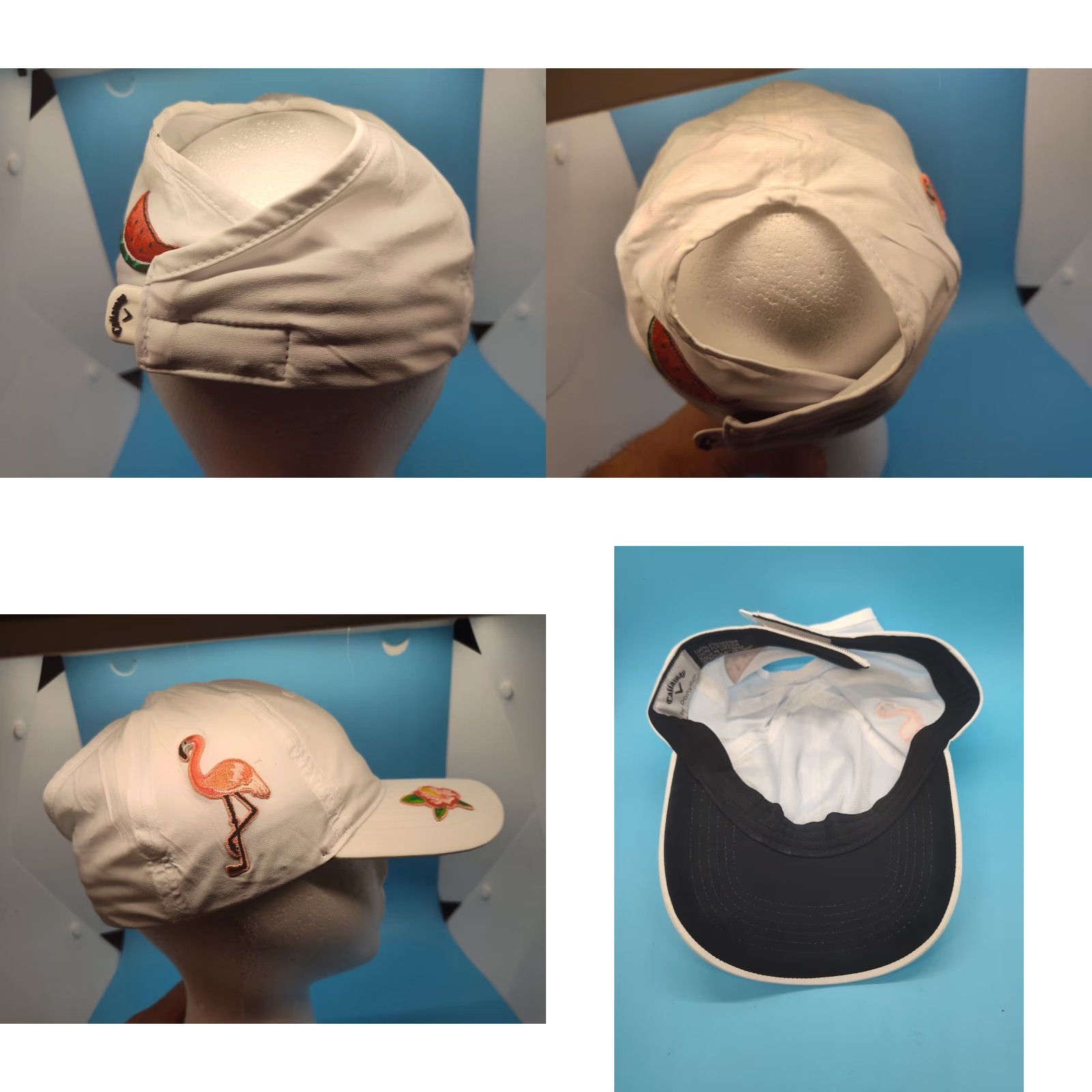 Callaway Callaway Golf Hat Cap Womens One Size White Floral Pony Tail Strap Back Ponyflo Flowers Fruit Flamingo Hawaiian Garden Style Golf Hat Womens Size ONE SIZE - 8 Thumbnail