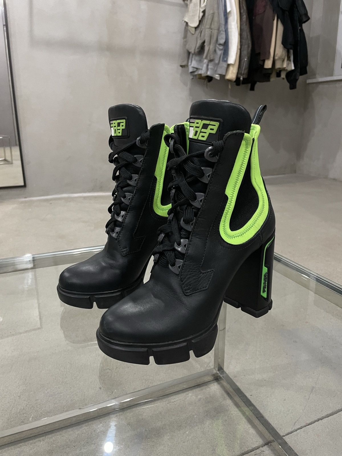 Prada Prada Vitello Montana Leather Lace Up Ankle Boots Size US 9.5 / IT 39.5 - 1 Thumbnail
