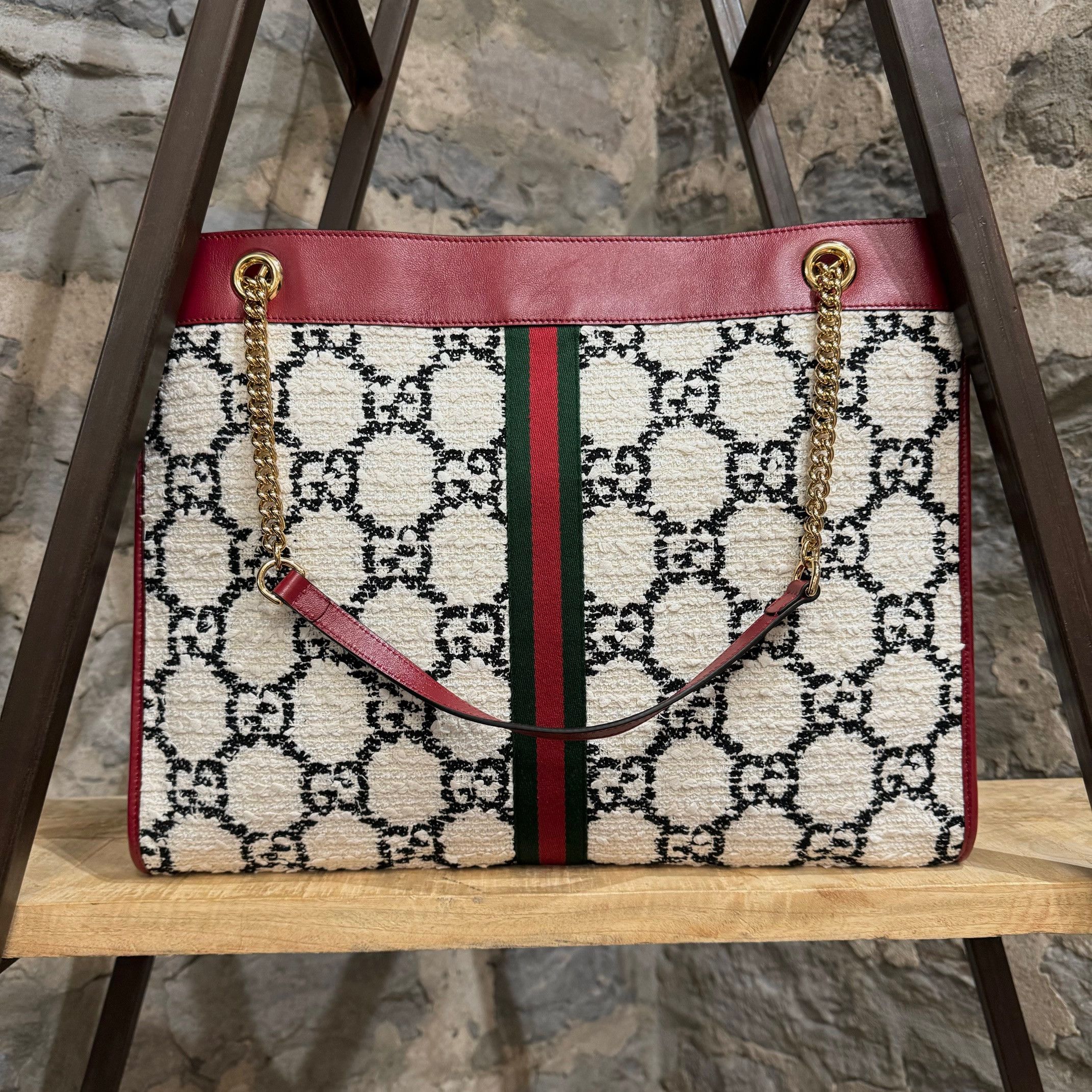 Gucci Gucci Large Rajah GG Ivory Tweed Tote Bag W/ Pouch Size ONE SIZE - 5 Thumbnail