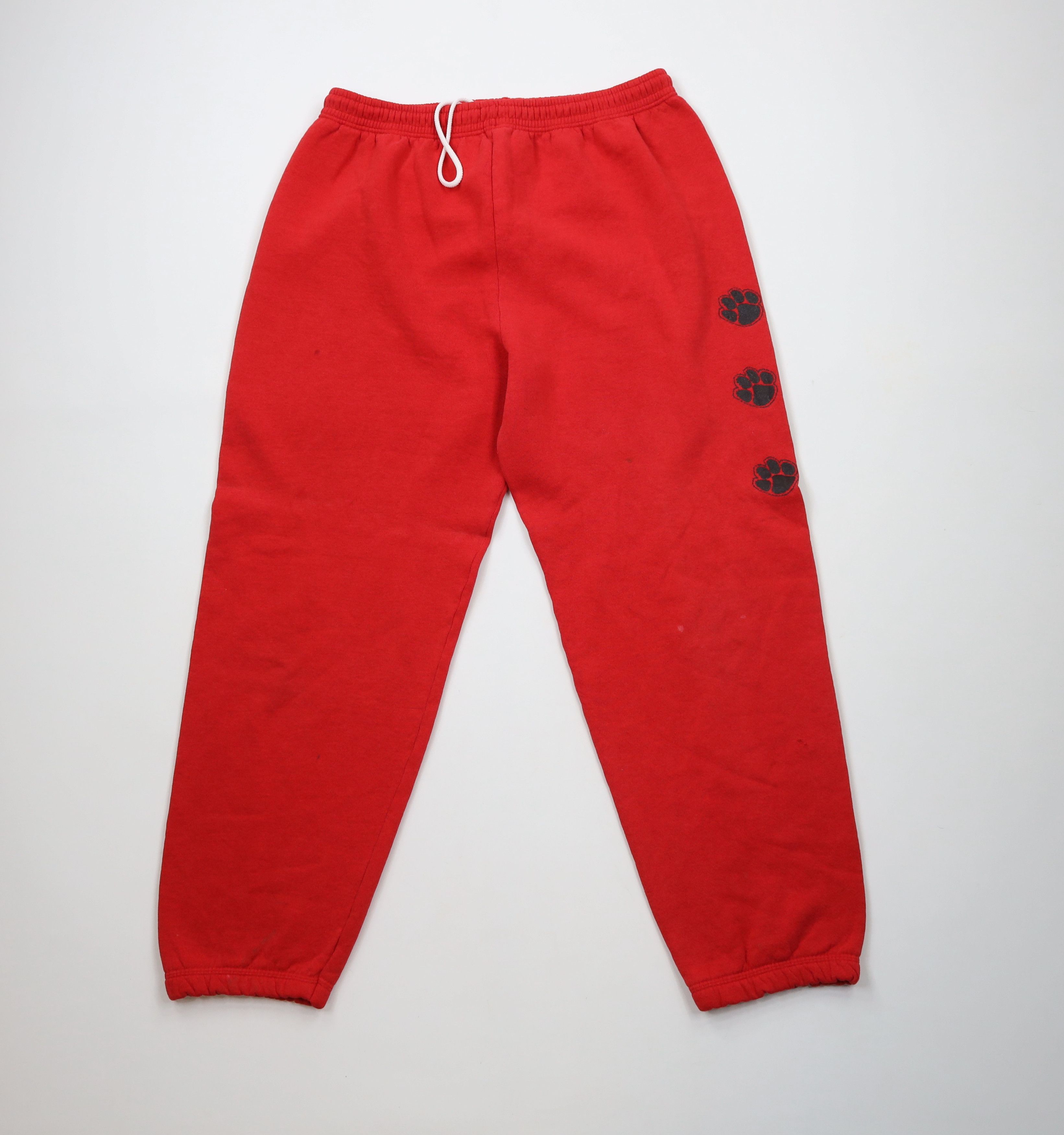 Vintage Vintage 90s Streetwear Paw Print Sweatpants Joggers Red USA Size US 38 / EU 54 - 1 Thumbnail