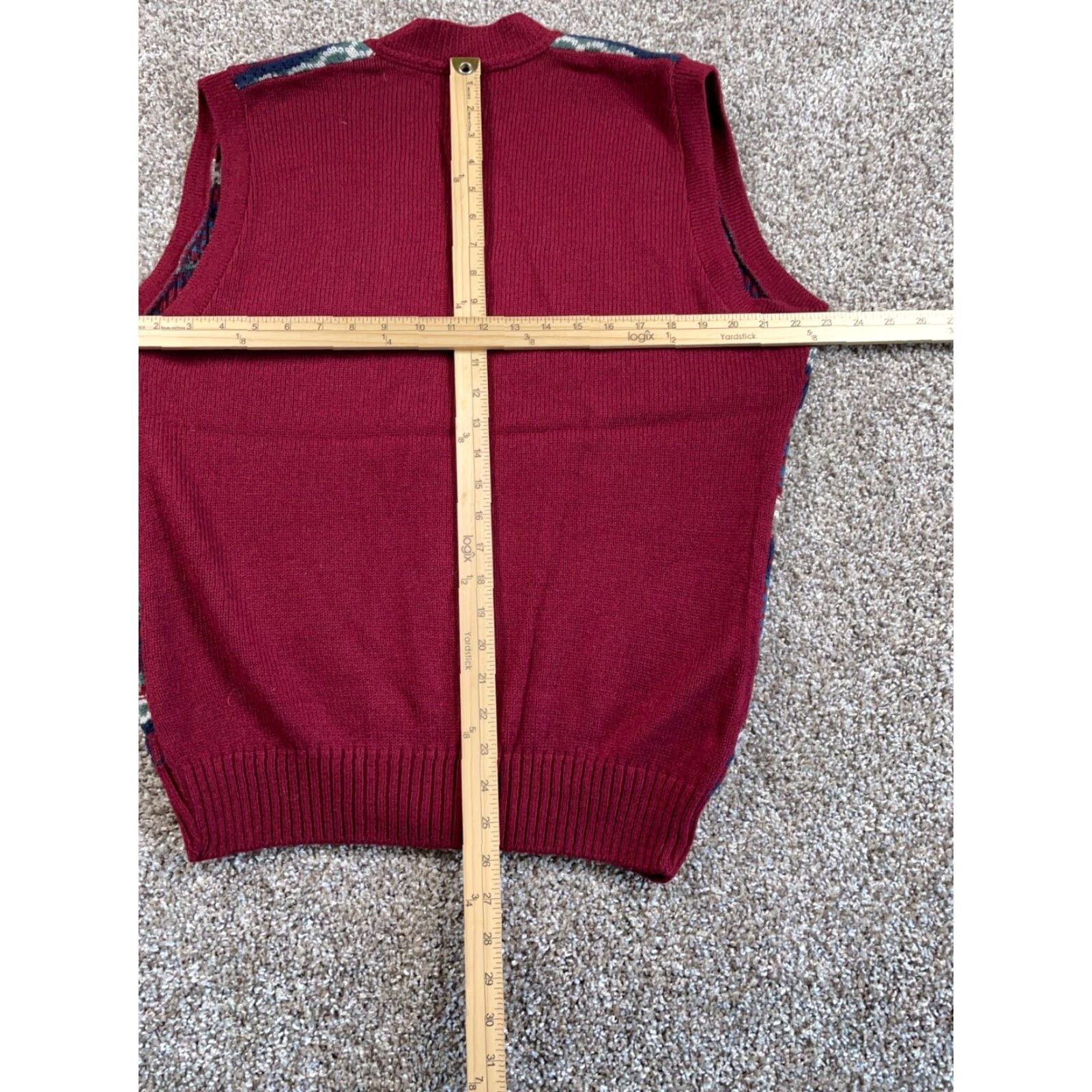 Jantzen Vintage Jantzen 90s Wool Geometric Pattern Sweater Vest Adult Large Dark Red Mens Knit Size US L / EU 52-54 / 3 - 5 Thumbnail