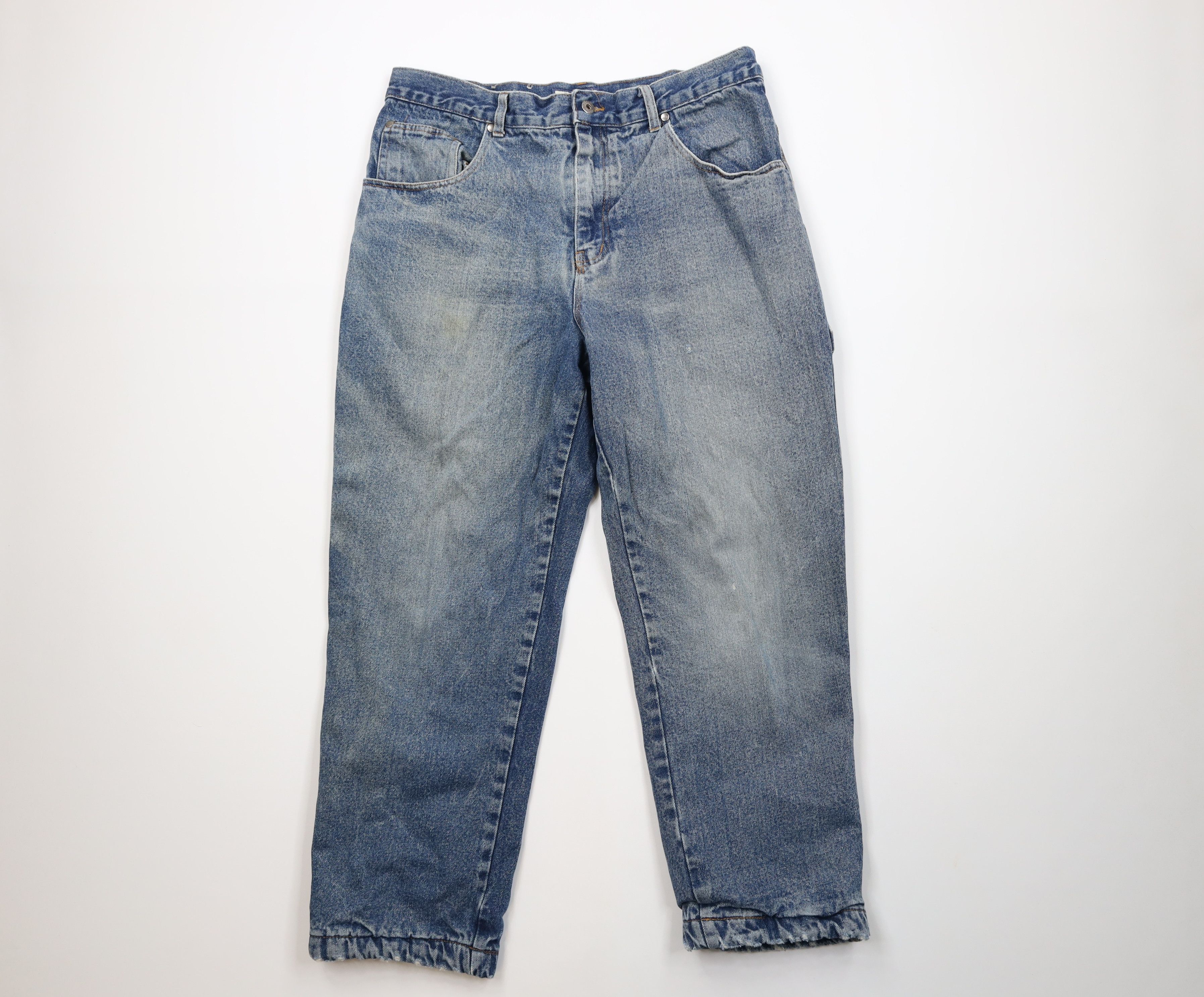 Vintage Vintage 90s Y2K Streetwear Flannel Lined Straight Leg Jeans Size US 38 / EU 54 - 2 Thumbnail