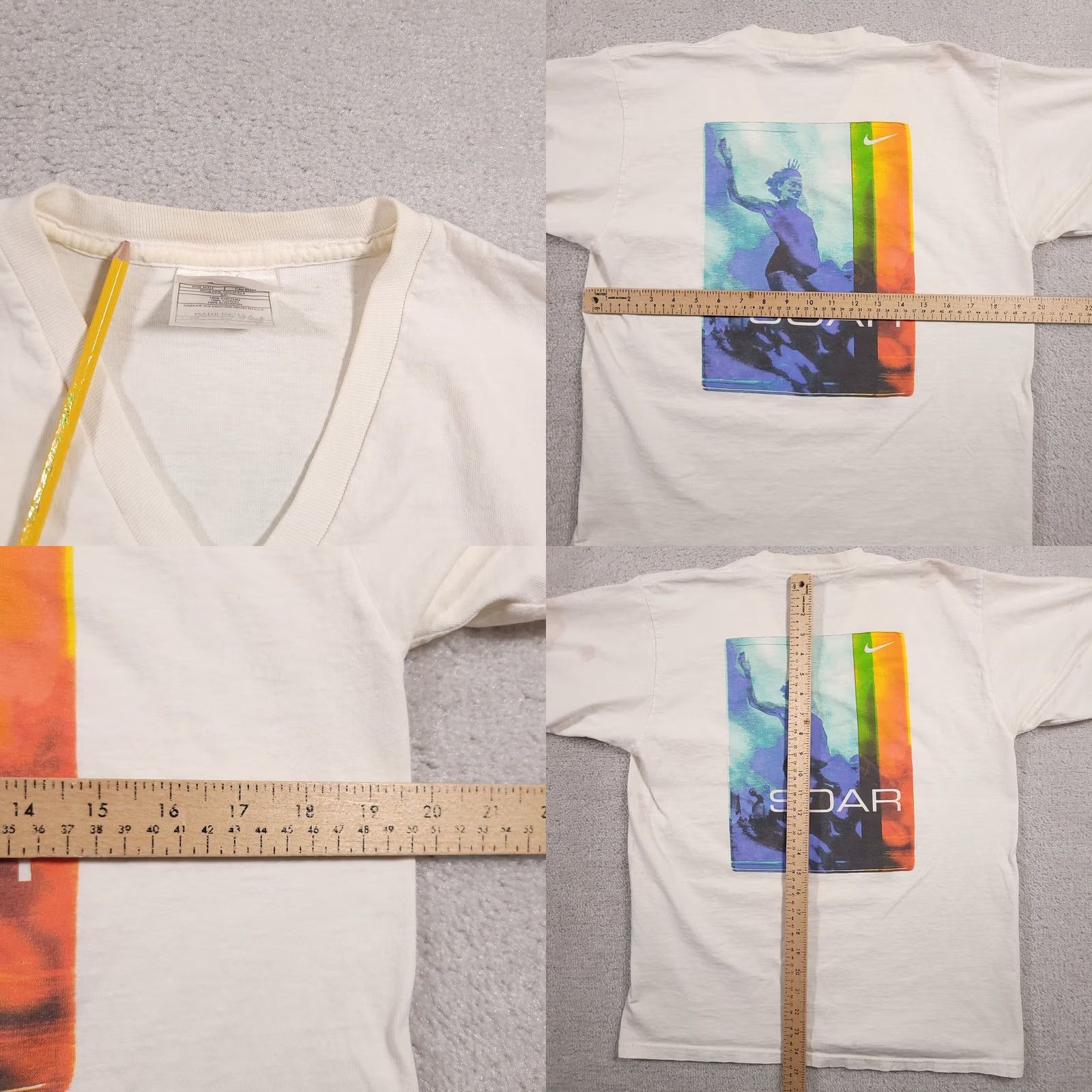 Nike VINTAGE Nike Soar Double-Sided T Shirt Mens M V-Neck USA Made Grunge Streetwear 90s Swoosh White Short Sleeve Shirt Mens Size US M / EU 48-50 / 2 - 8 Thumbnail