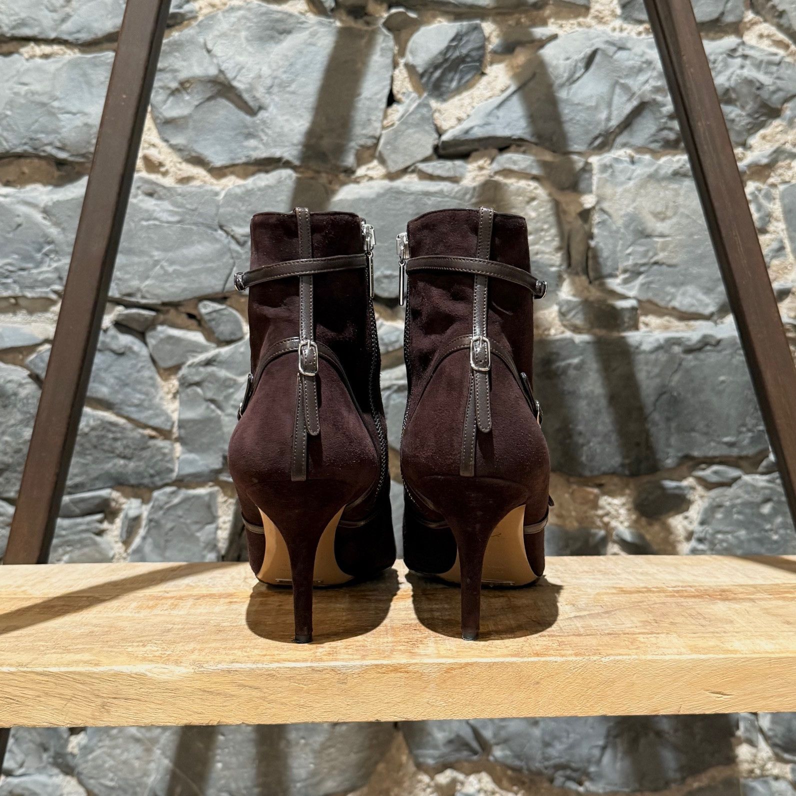 Dolce & Gabbana Dolce & Gabbana Brown Suede Harness & Straps Heeled Boots Size US 11 / IT 41 - 4 Thumbnail