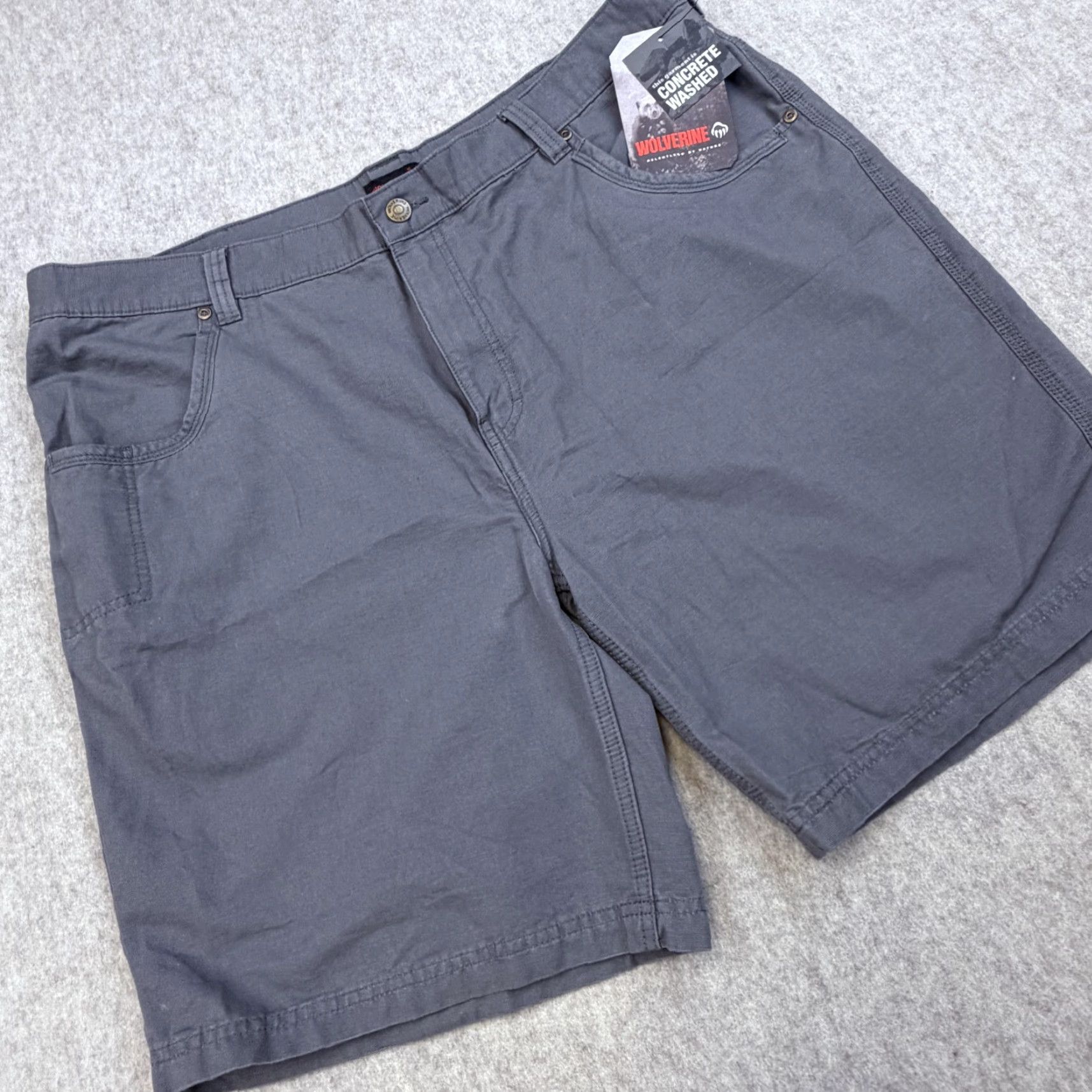 Vintage Wolverine Shorts Mens 42 Gray Concrete Washed Cotton Work Utility Casual Chino Pocketed Regular Front Mens Size US 42 / EU 58 - 2 Thumbnail