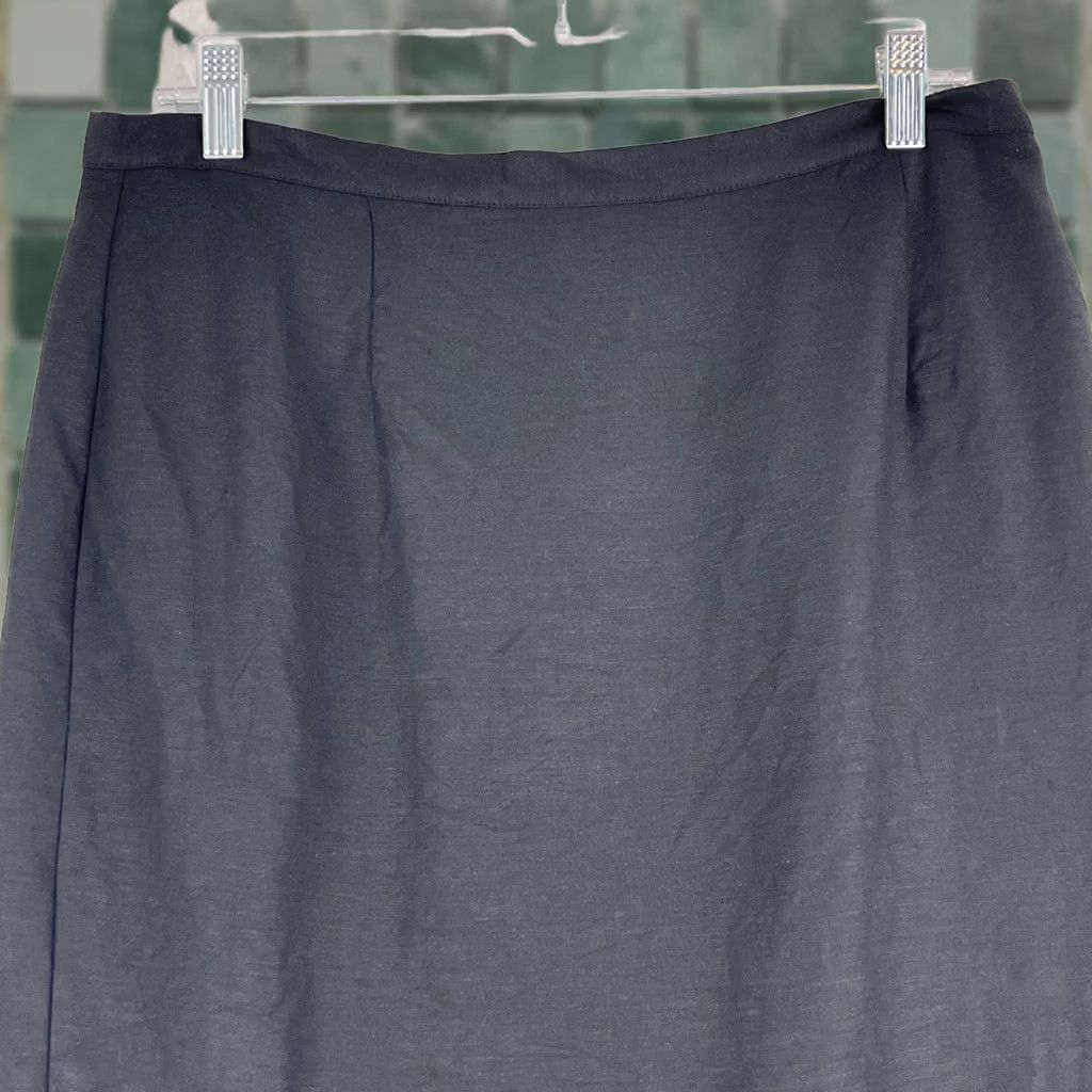Vintage Dressbarn Black Embroidered Linen A-Line Skirt Womens 14 Knee Length Causal Workwear Vintage No Size 36" / US 14 / IT 50 - 1 Thumbnail