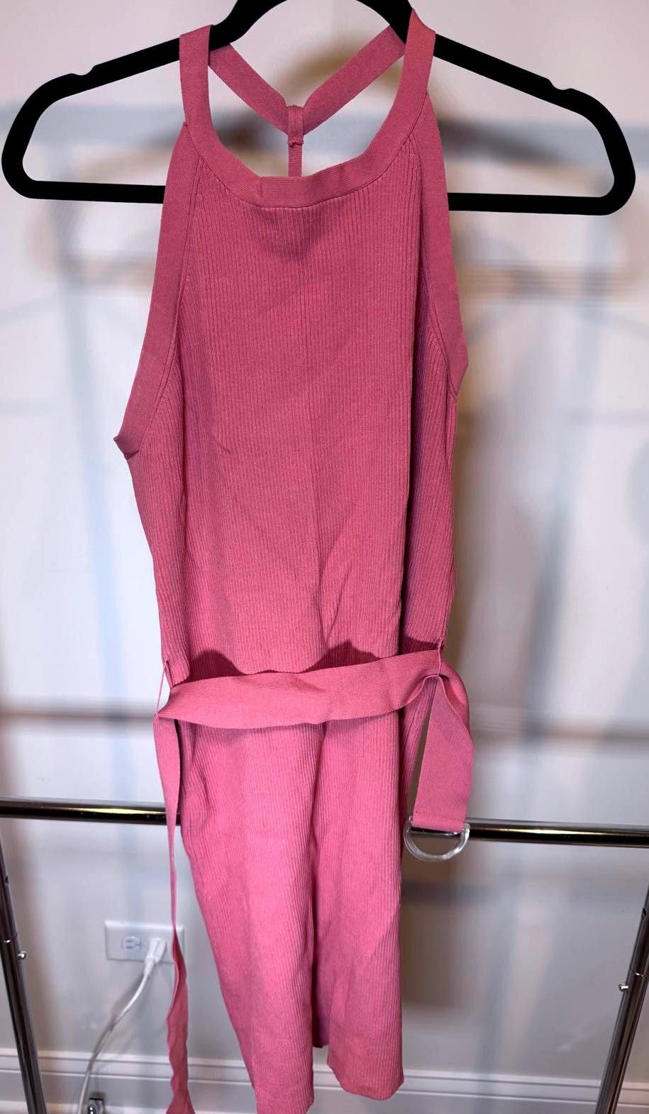 Designer 525 Women's Ribbed Dress in Soft Pink Size L / US 10 / IT 46 - 1 Thumbnail