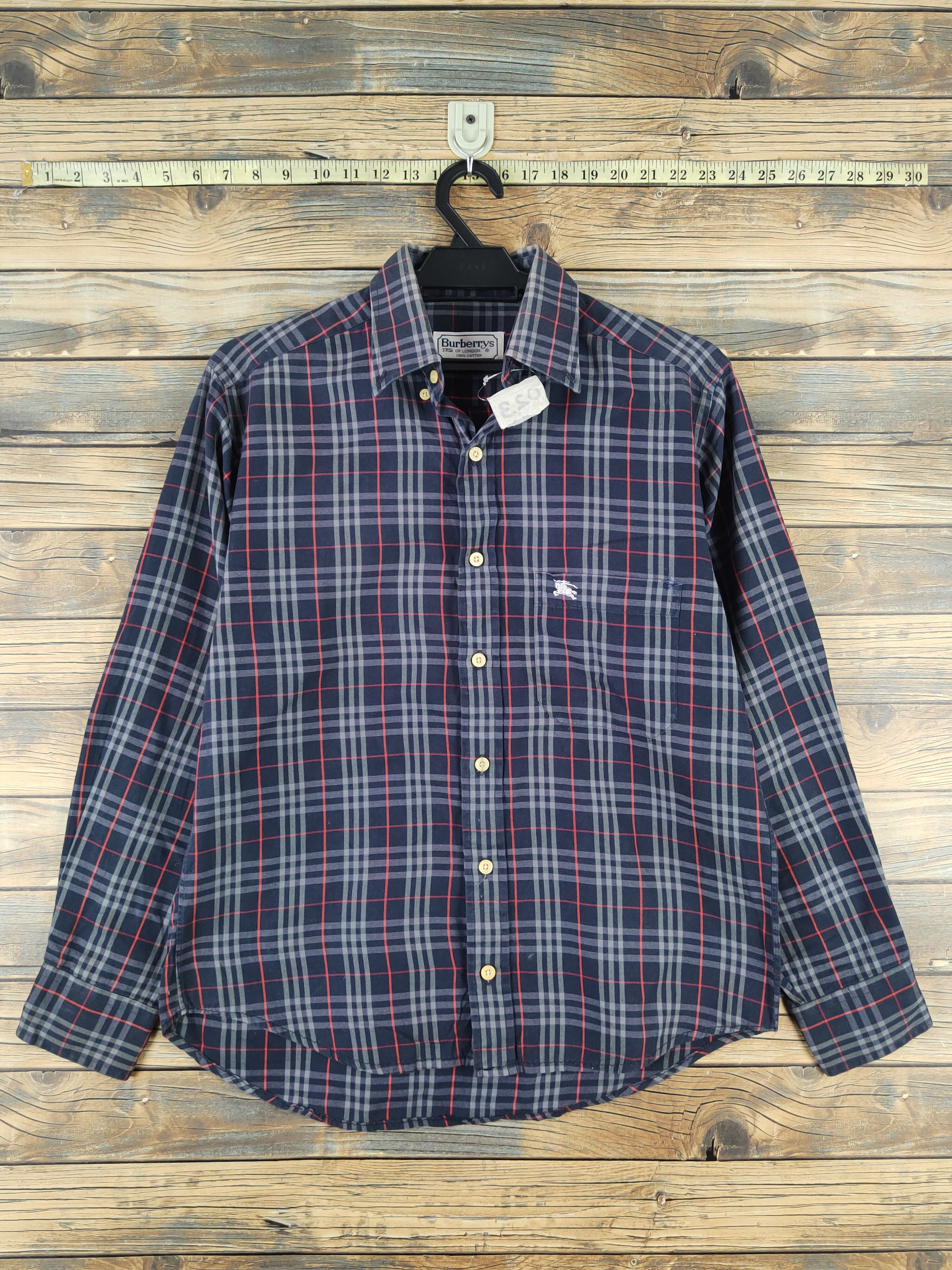 Burberry DLL Burberrys Navy Button Ups Shirts #023 Size US M / EU 48-50 / 2 - 1 Thumbnail