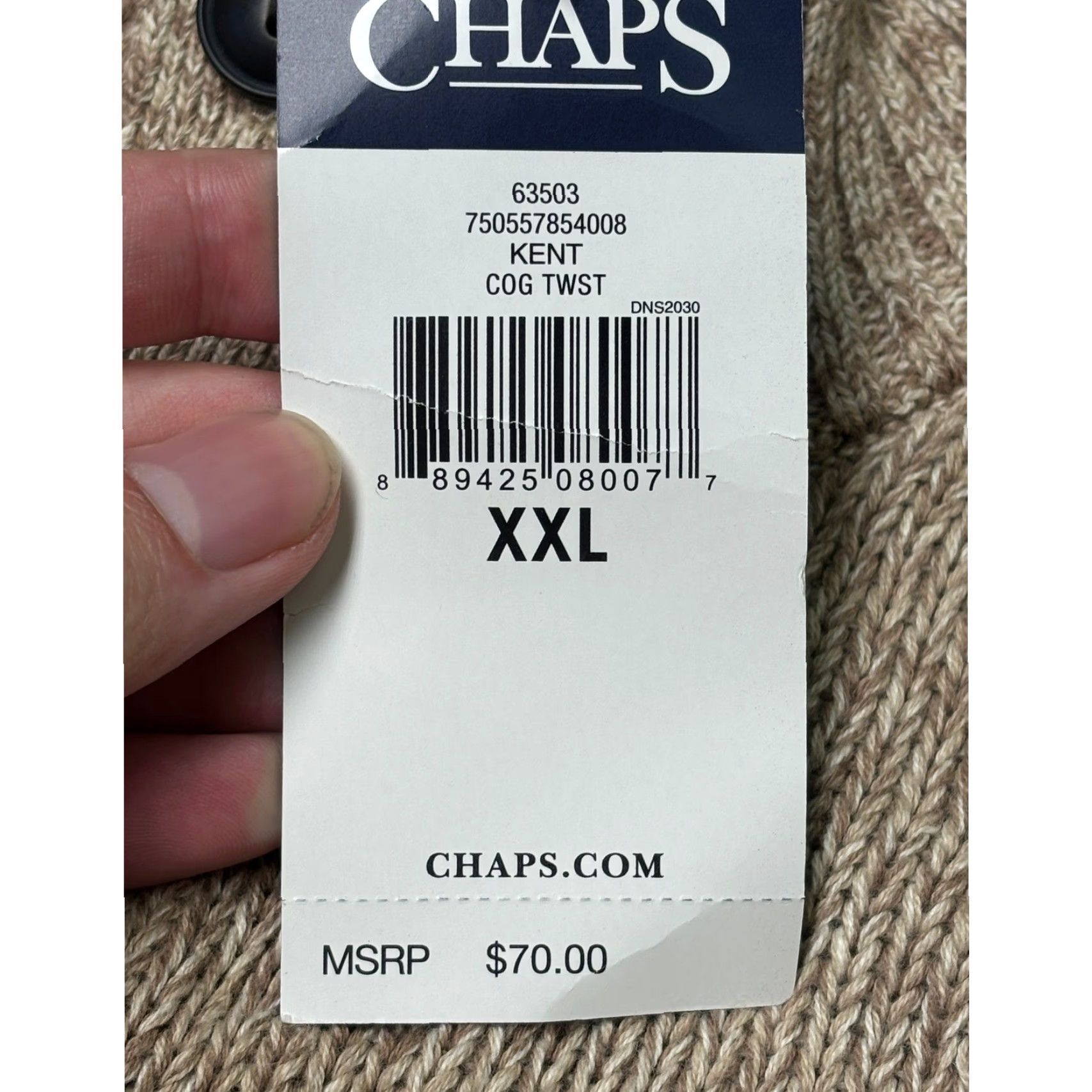 Chaps VINTAGE Chaps Mens Kent Cog Twst Sweater XXL Beige Brown Elbow Patches Mock Neck Size US XXL / EU 58 / 5 - 3 Thumbnail