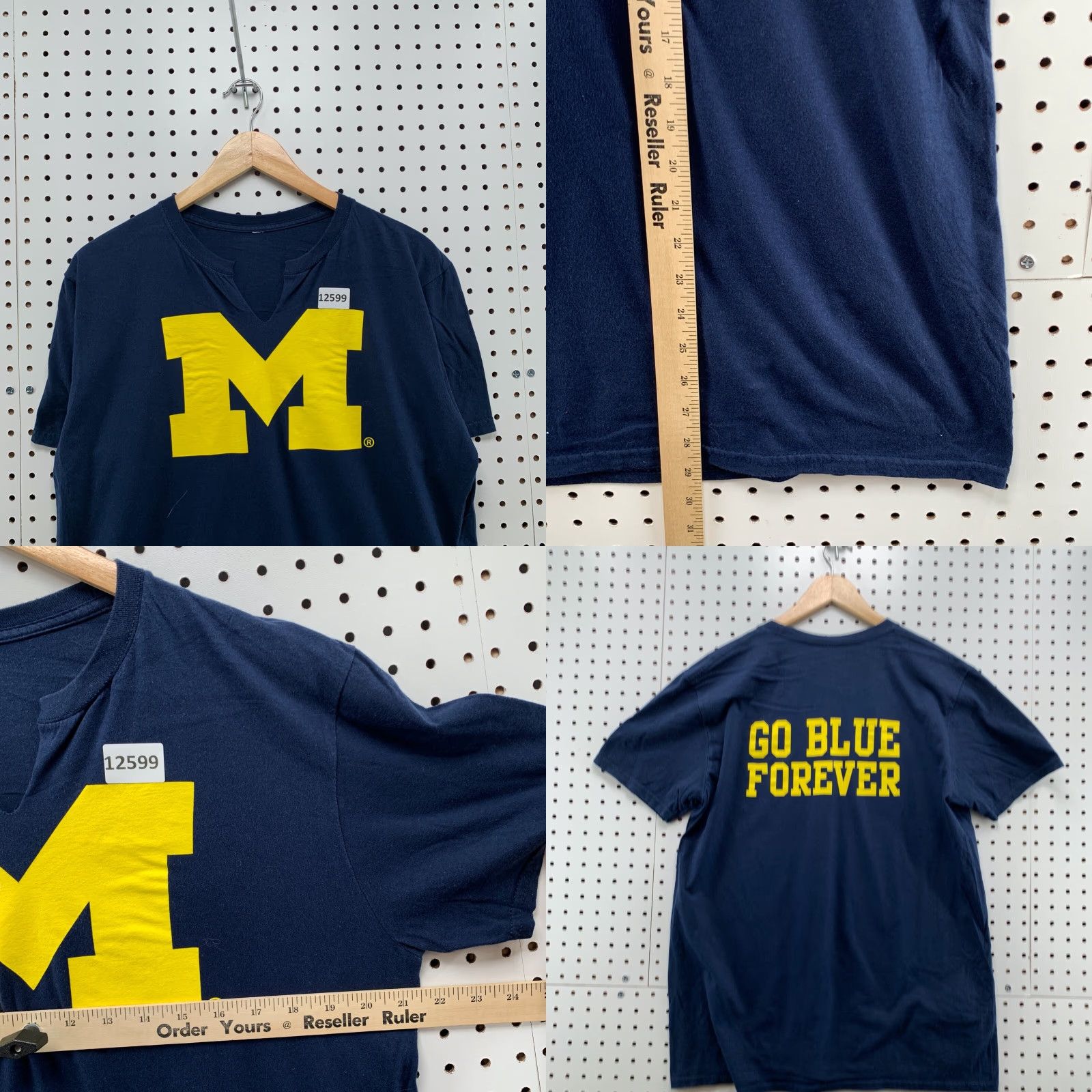 Vintage Michigan Go Blue Forever Cut V-neck Shirt XL Large Men Blue Logo Sports 90s? Size US XL / EU 56 / 4 - 8 Thumbnail