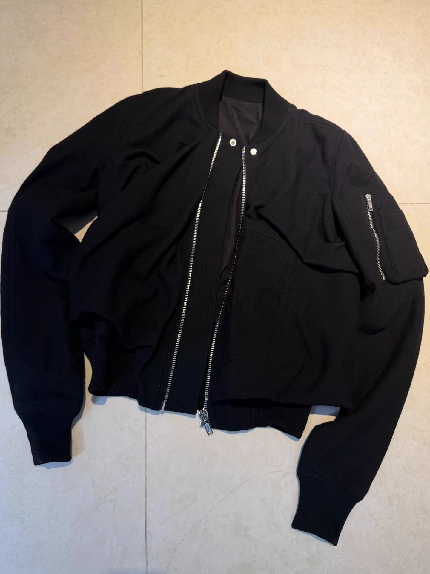 Rick Owens Rick Owens Ma-1 Double-Wool Jacket Black Silk-Nylon 38 9N Size XS / US 0-2 / IT 36-38 - 1 Thumbnail
